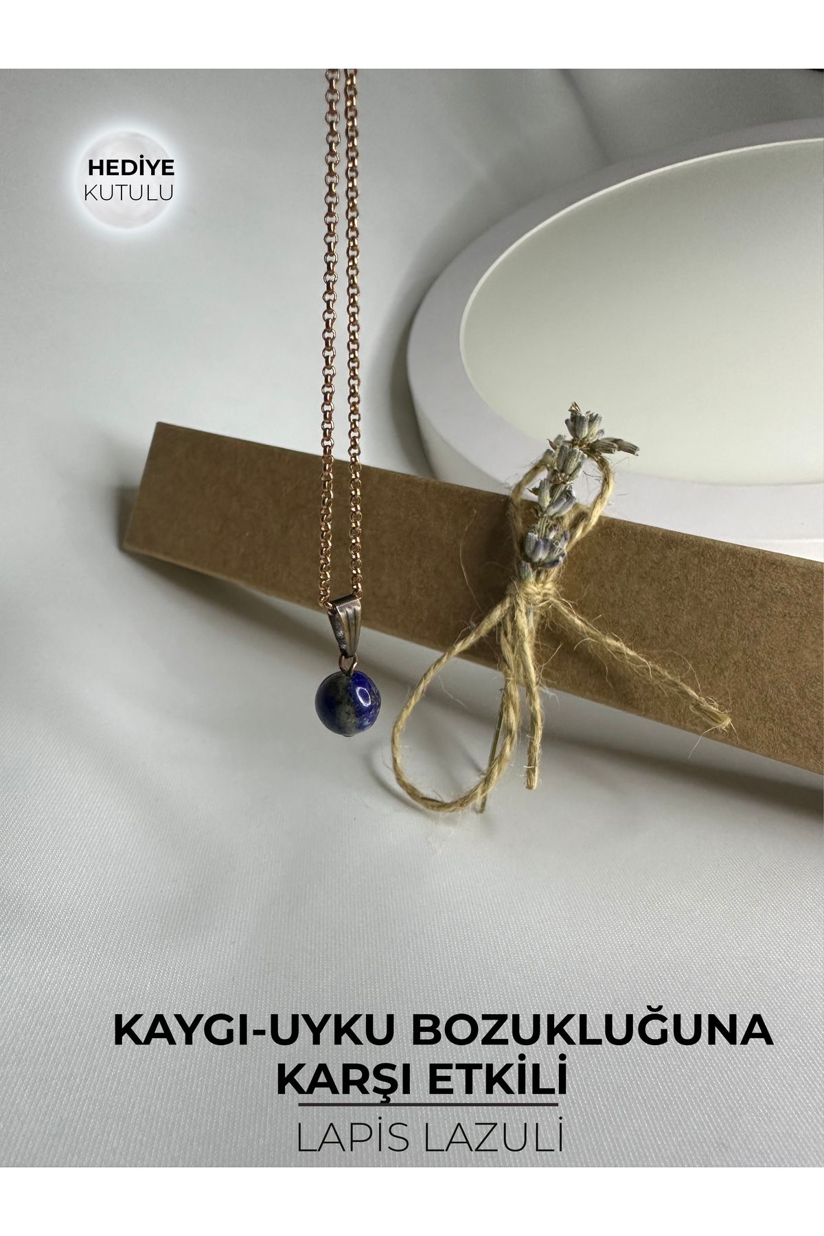 BYCET Lapis Lazuli Taşı Sertifikalı Doğal Taş Kolye