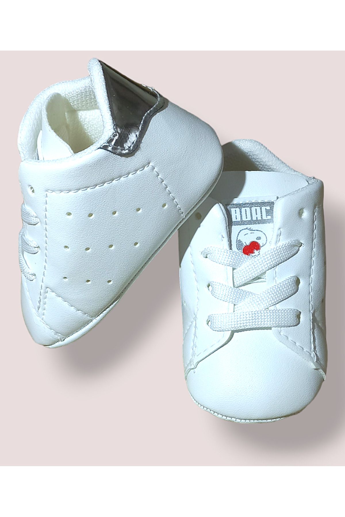Genel Markalar Bağcıklı Beyaz Kız Bebek Patik Ayakkabı