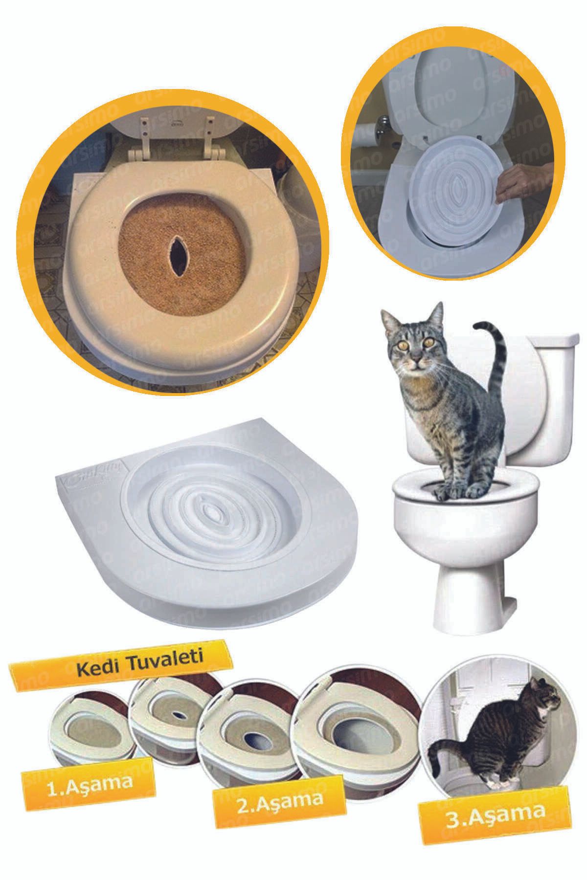 Arsimo Kedi Kumu Kabı Klozet Aparatı Citi Kitty Tuvaleti Eğitim Seti