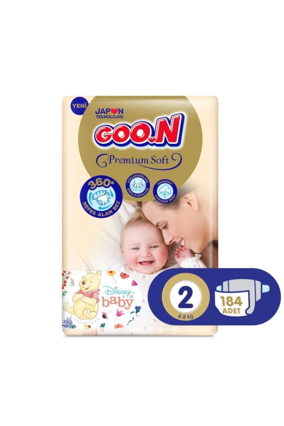 Goo.n Goon Premium Soft Bebek Bezi 2 Beden Premium Bant 184 Adet