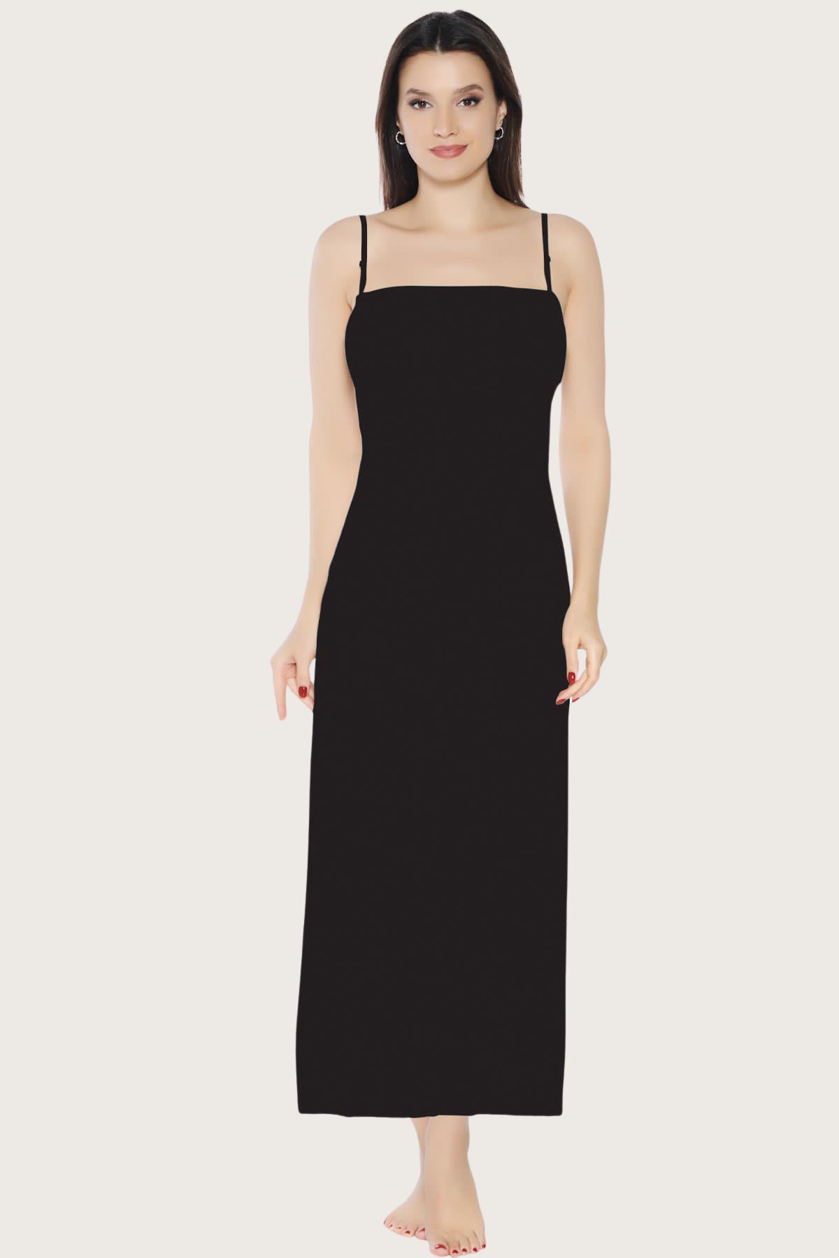 Tina Wear Kadın Boydan Astar İnce Uzun Ayarlanabilir Elbise İçi Askılı Düz Jüpon Kombinezon 110