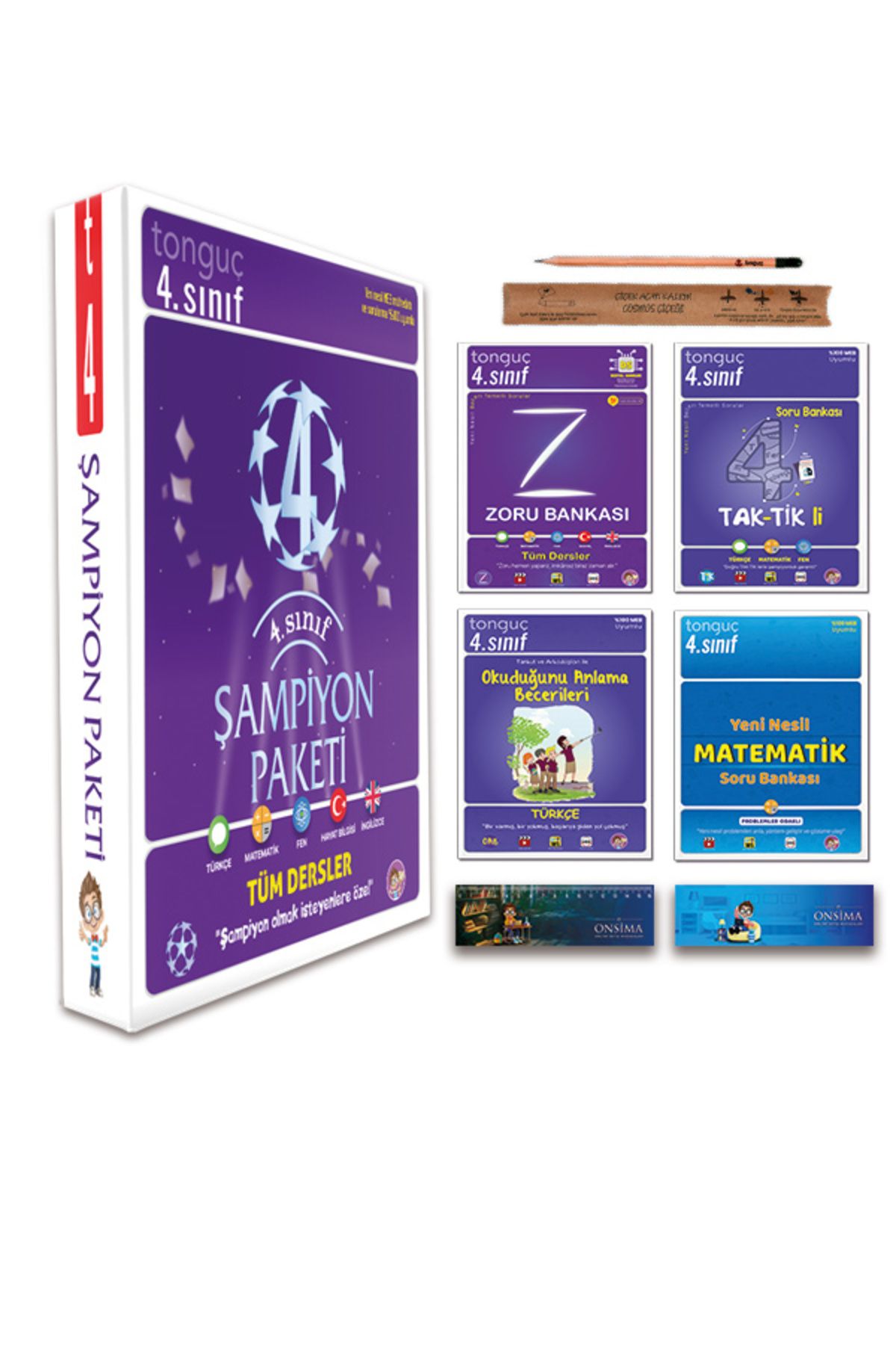 Tonguç Yayınları 4. Sınıf Şampiyon Paketi Tüm Dersleri Soru Bankası Seti 4 Kitap