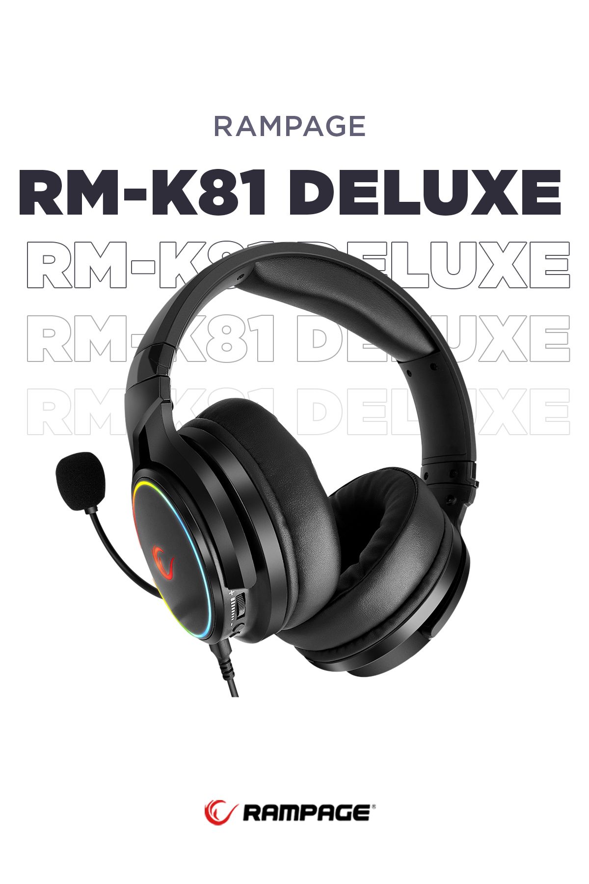 Rampage Rm-k81 Deluxe 7.1 Bluetooth Rgb Şarjlı Oyuncu Mikrofonlu Kulaklık