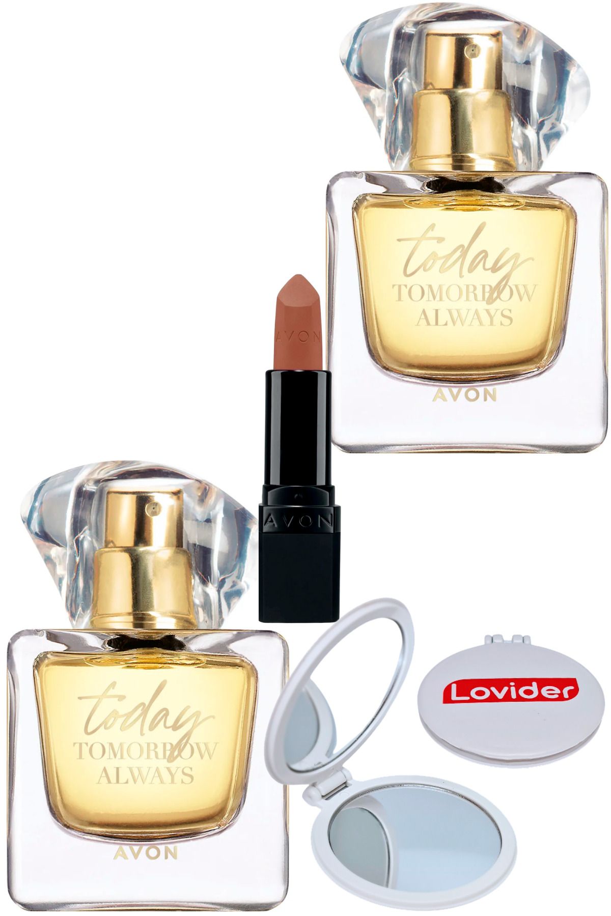 Avon TTA Today Kadın Parfüm EDP 50ml 2 Adet + Mat Ruj Marvellous Mocha + Lovider Cep Aynası Hediye