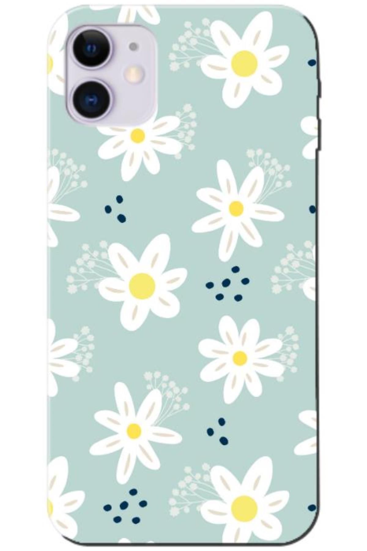 Dara Aksesuar Apple Iphone 11 Uyumlu Kılıf Bahar Çiçekleri 10 Silikon Kılıf (BASKILI)