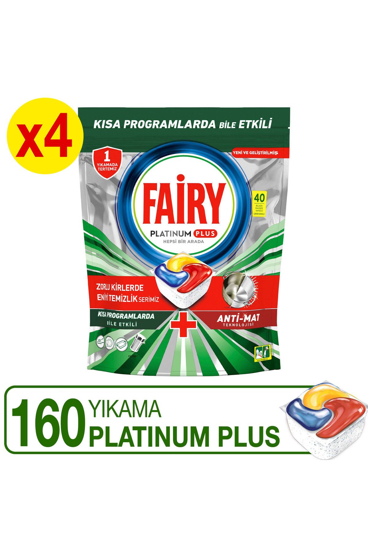 Fairy Platinum Plus Bulaşık Makinesi Deterjanı Tableti / Kapsülü 160 Yıkama