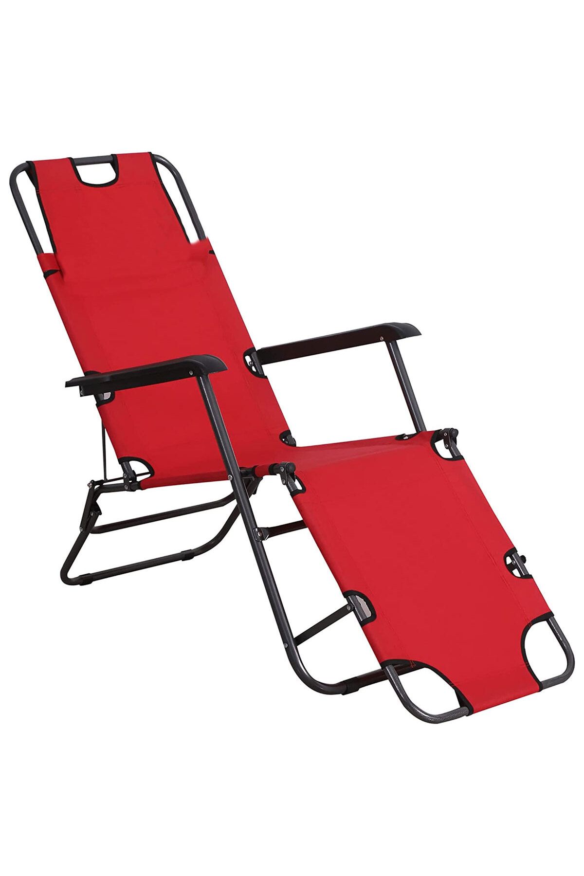 Leva House Katlanır Kamp Sandalyesi Kırmızı (şezlong)