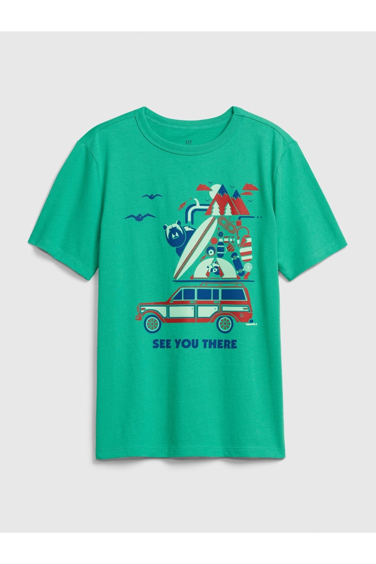 GAP Erkek Çocuk Yeşil Kısa Kollu Grafik T-shirt