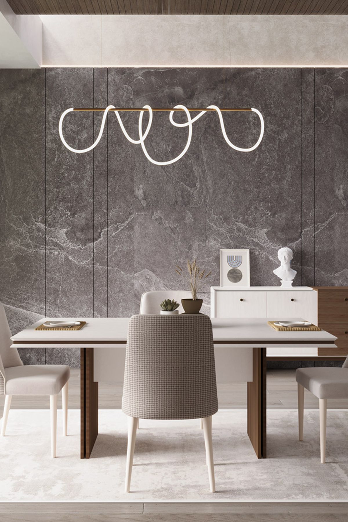 Modalife Linen 18x100 cm Sabit Salon&Oturma Odası Yemek Masası - Vizon