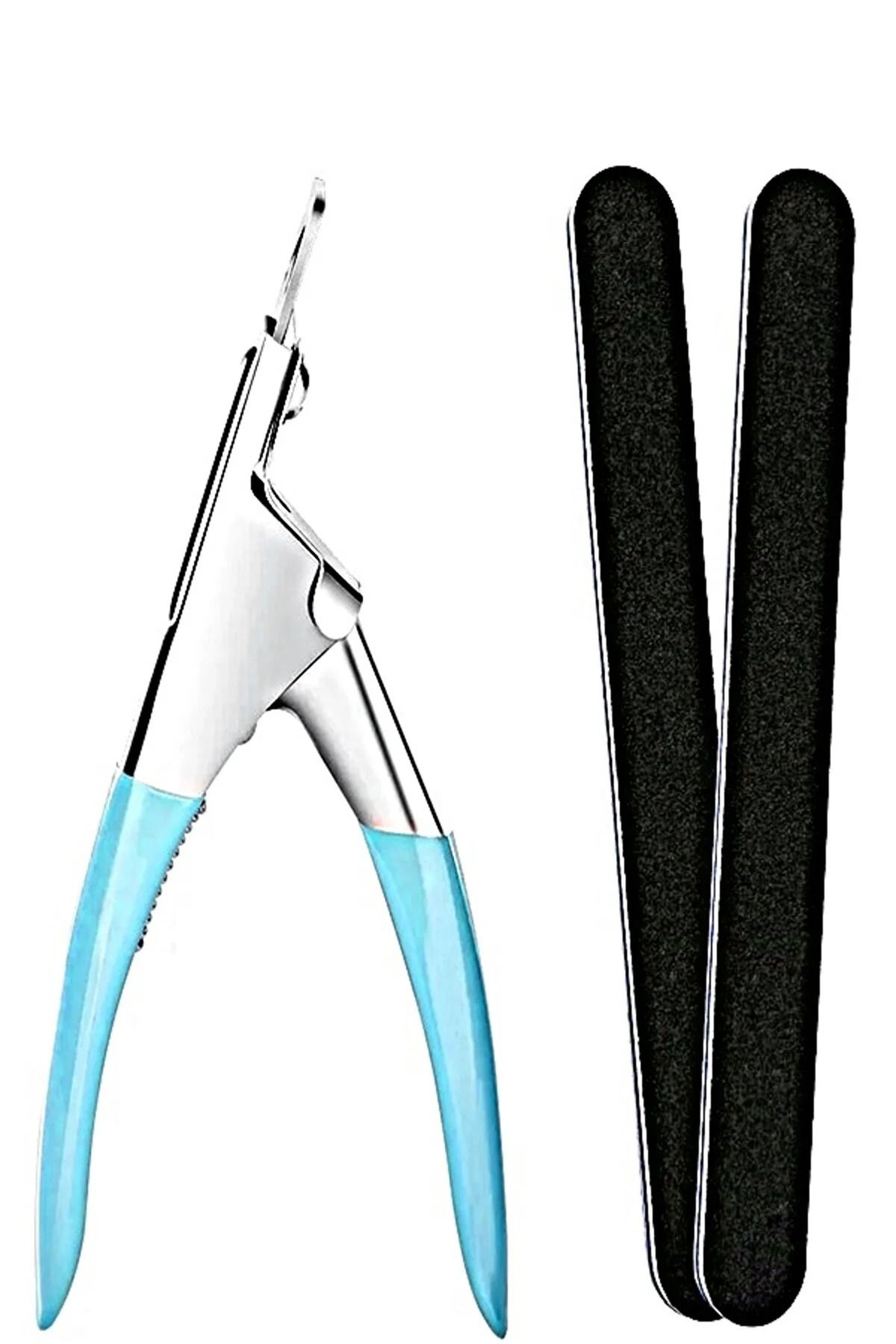 Xolo Protez Tırnak Tips Kesme Makası ve 2 Adet Kağıt Törpü Seti Takma Tırnak Makası Pens Makası