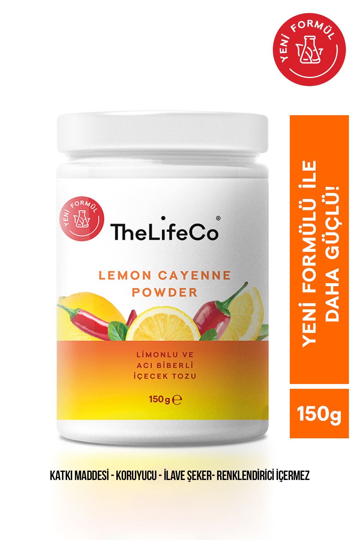 TheLifeCo Lemon Cayenne - Limonlu Acı Biberli Içecek Tozu 150 G