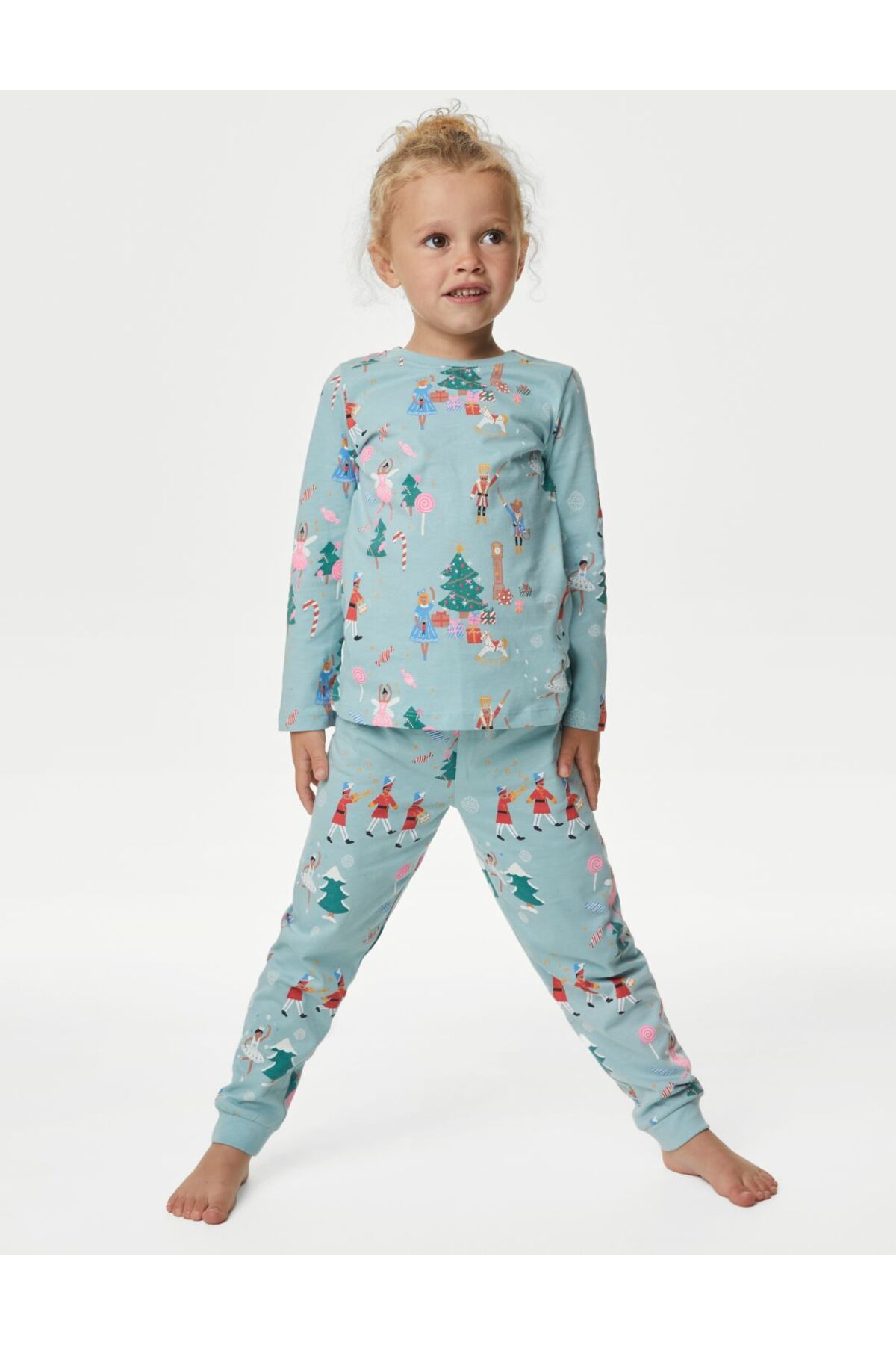 Marks & Spencer Saf Pamuklu Yılbaşı Temalı Pijama Takımı (1-8 Yaş)