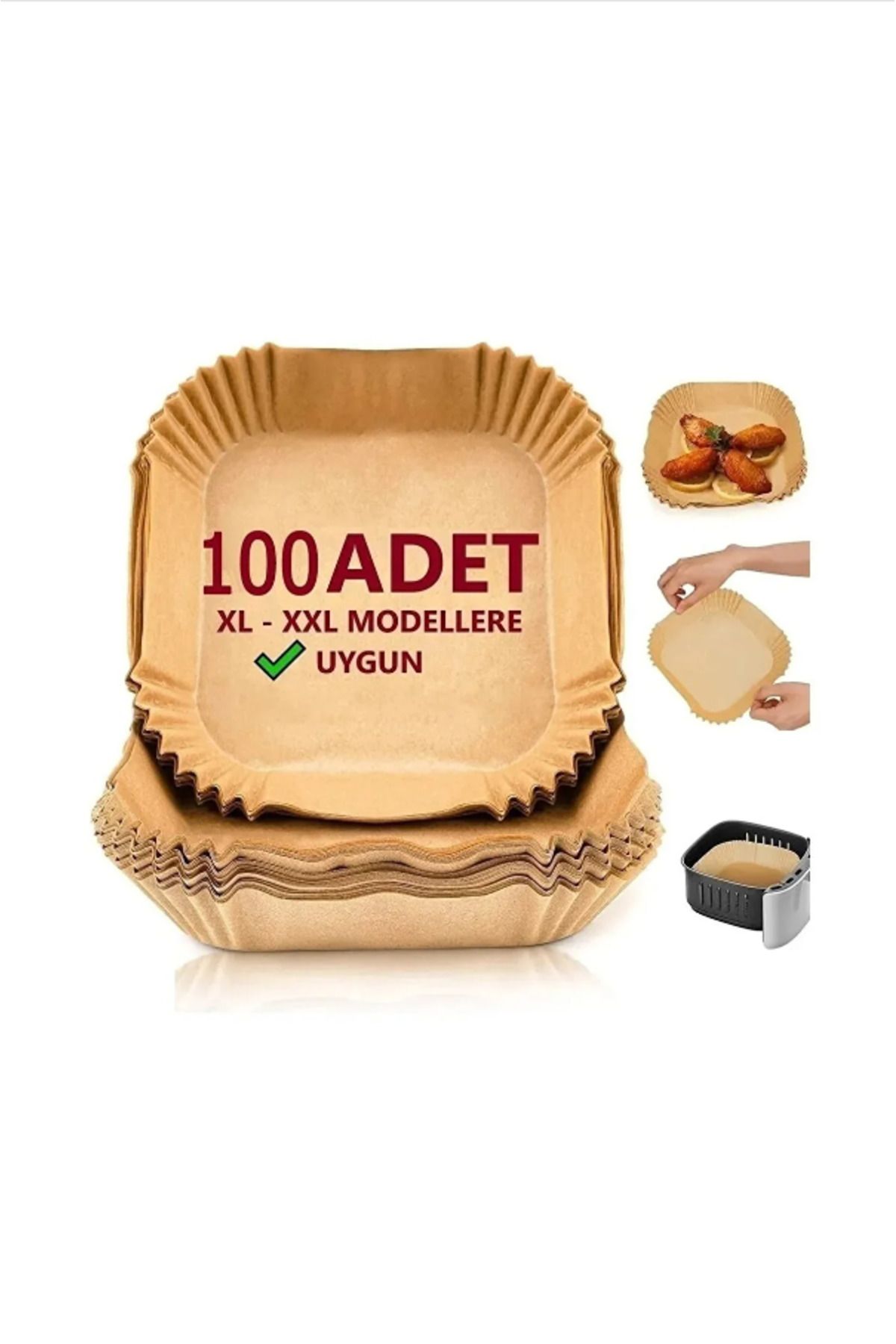 Aygoren Home 100 Adet Airfryer Pişirme Kağıdı Xl-xxl-büyük Boy Hava Fritöz Kağıdı, Fırın Kağıdı Tek Kullanım