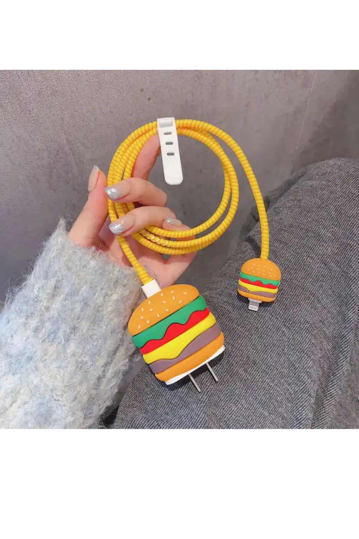 Aura Accessories Hamburger 18/20w Uyumlu Şarj Kablo Koruyucu Set