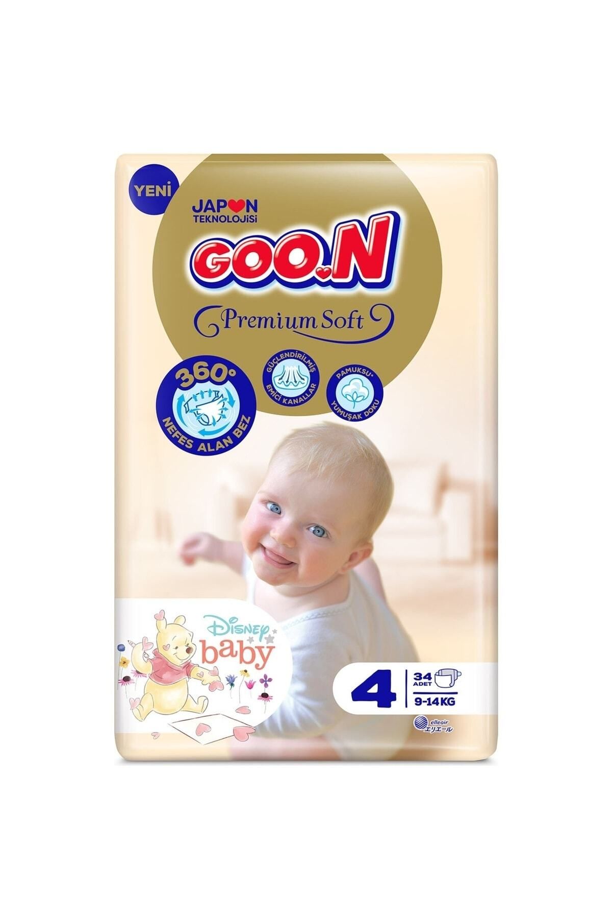 Goo.n Premium Soft 4 Numara Süper Yumuşak Bant Bebek Bezi - 34 Adet