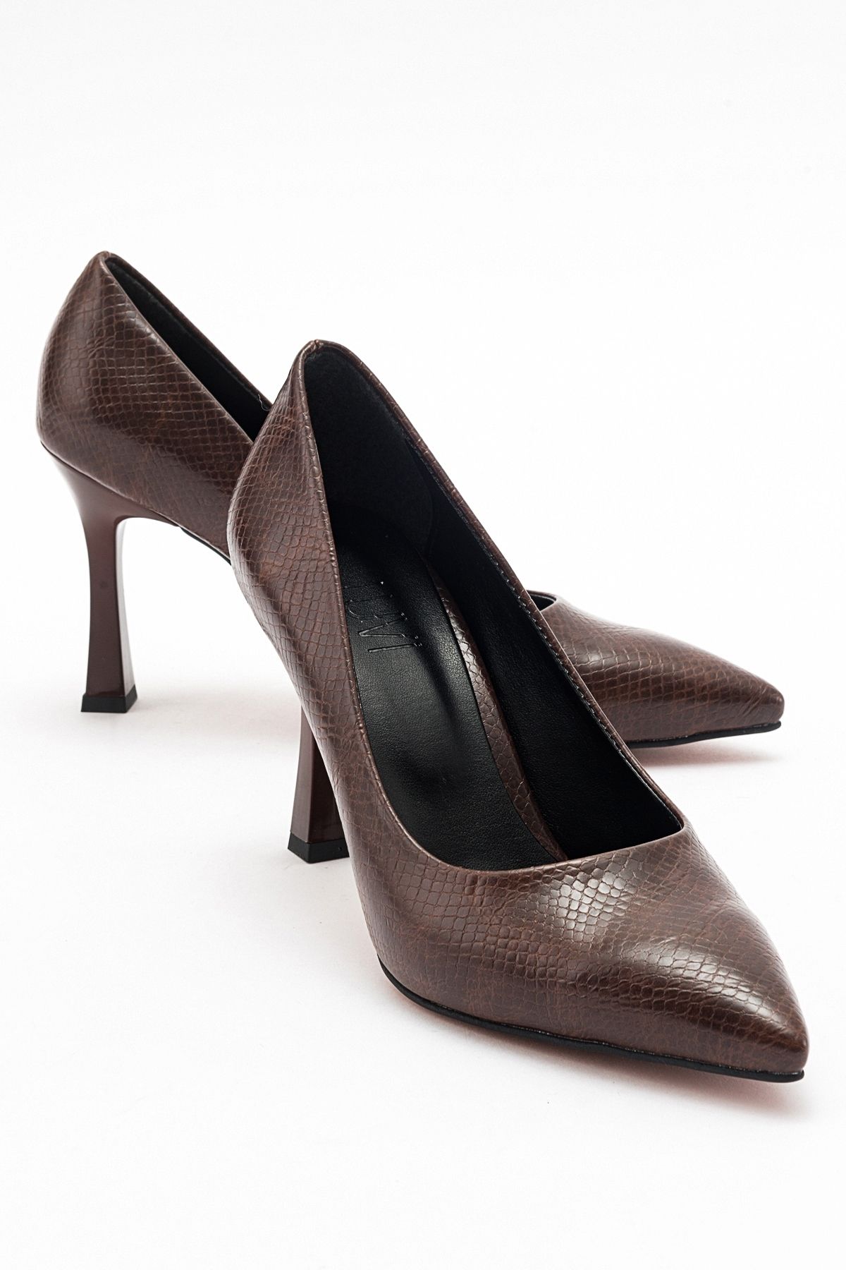 luvishoes FOREST Kahve Baskı Kadın Topuklu Ayakkabı