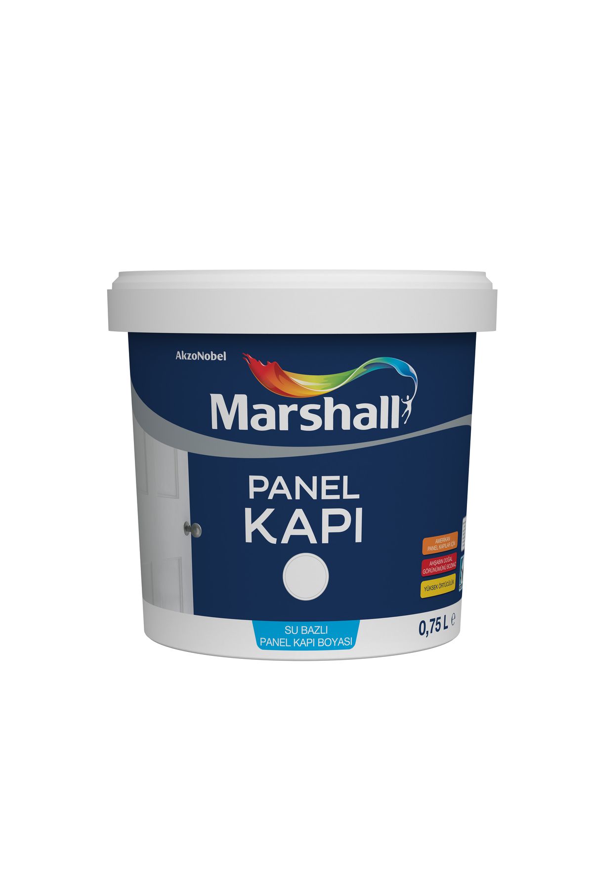 Marshall Silinebilir Su Bazlı Kokusuz Panel Kapı Boyası Beyaz 0.75 L