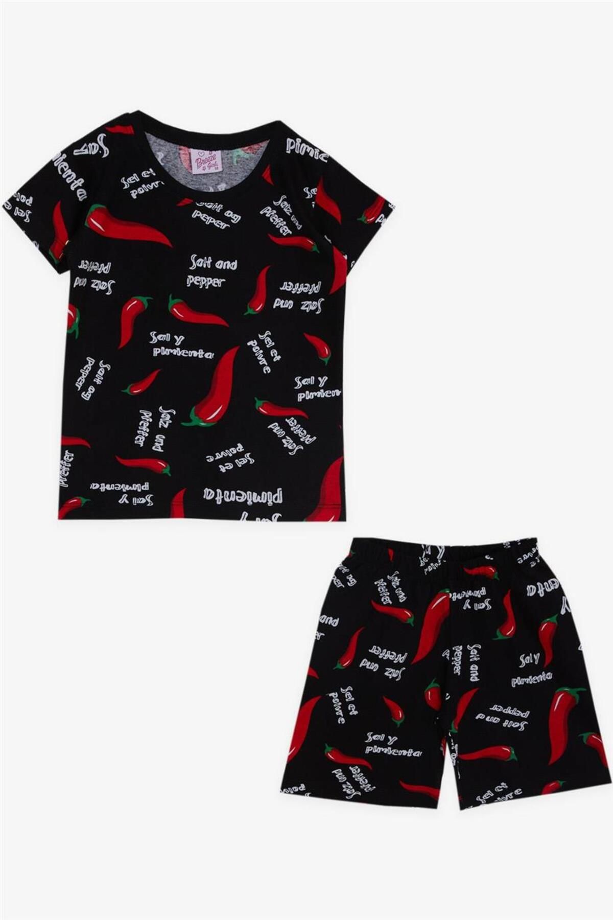 Breeze Kız Bebek Pijama Takımı Biber Desenli 9 Ay-3 Yaş, Siyah
