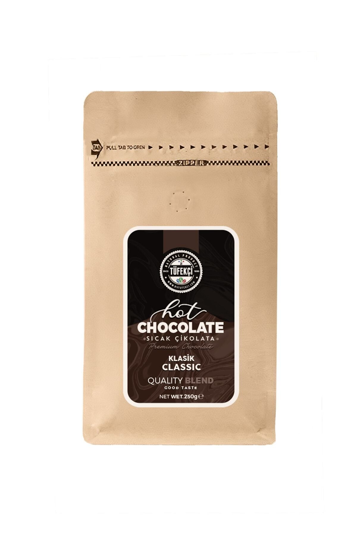 By Tüfekçi Klasik Sıcak Çikolata Gerçek Şeker Yüksek Kakao 10 Bardak 250 gr