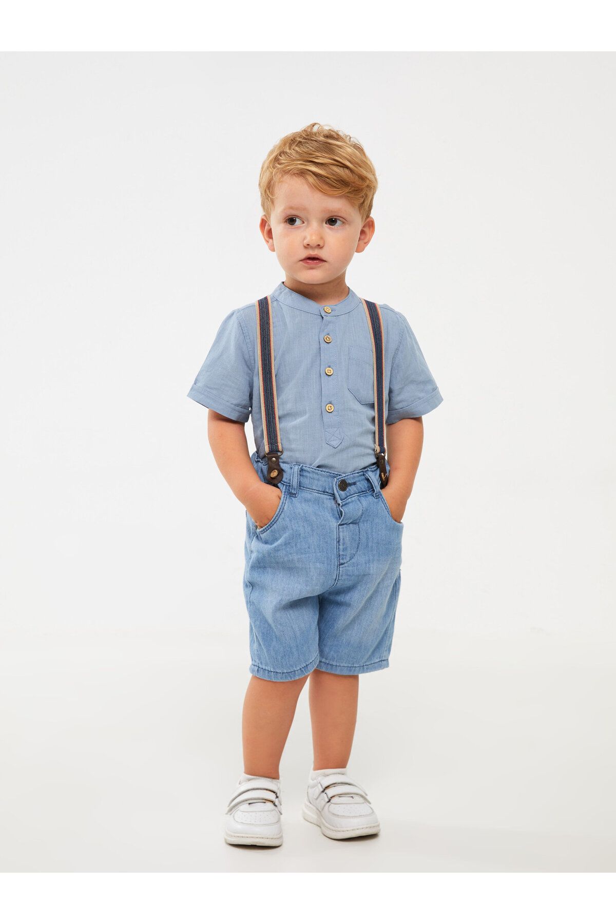 LC Waikiki Basic Erkek Bebek Jean Şort ve Pantolon Askısı 2'li