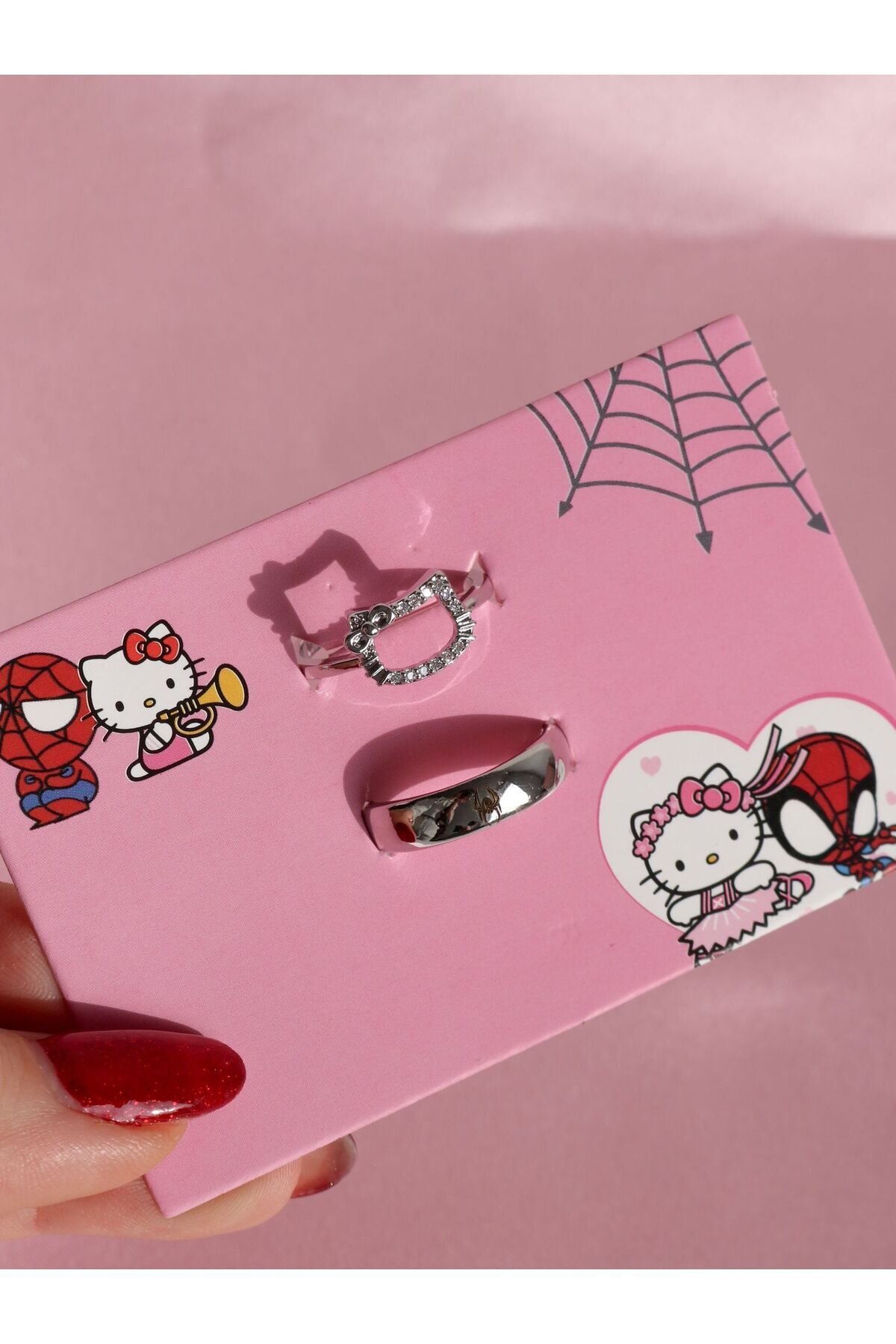 Reorah Collection Hello Kitty-spiderman Ayarlanabilir Çift Yüzük