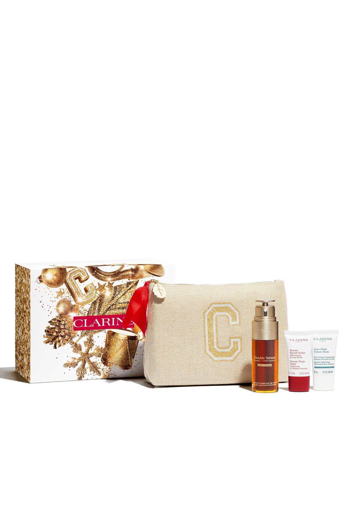 Clarins Double Serum Light Texture 50 ml + Beauty Flash Balm 15 ml + Cryo Flash Cream Mask 15 ml + T