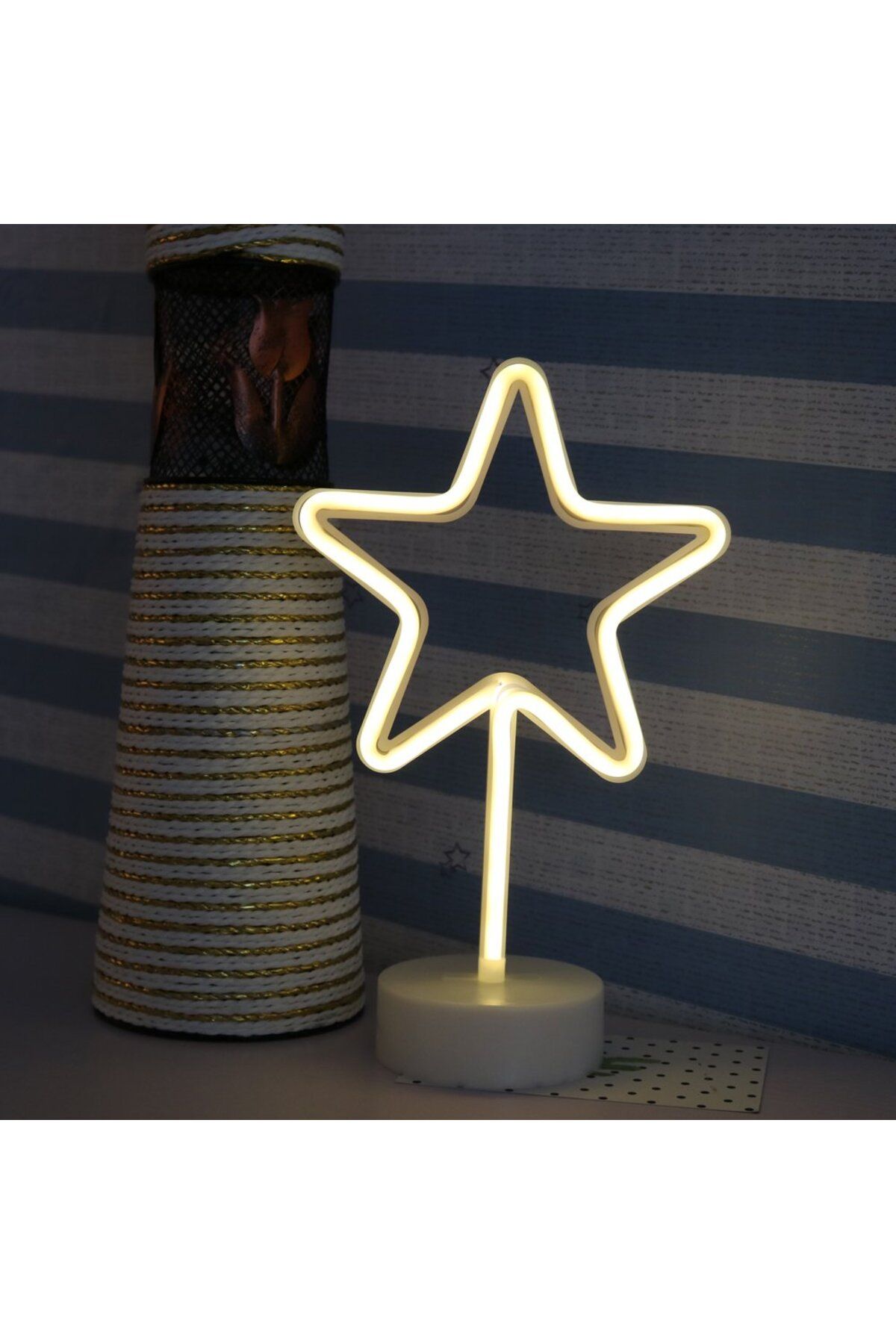 ERTEN Sarı Yıldız Model Neon Led Işıklı Masa Lambası Dekoratif Aydınlatma Gece Lambası