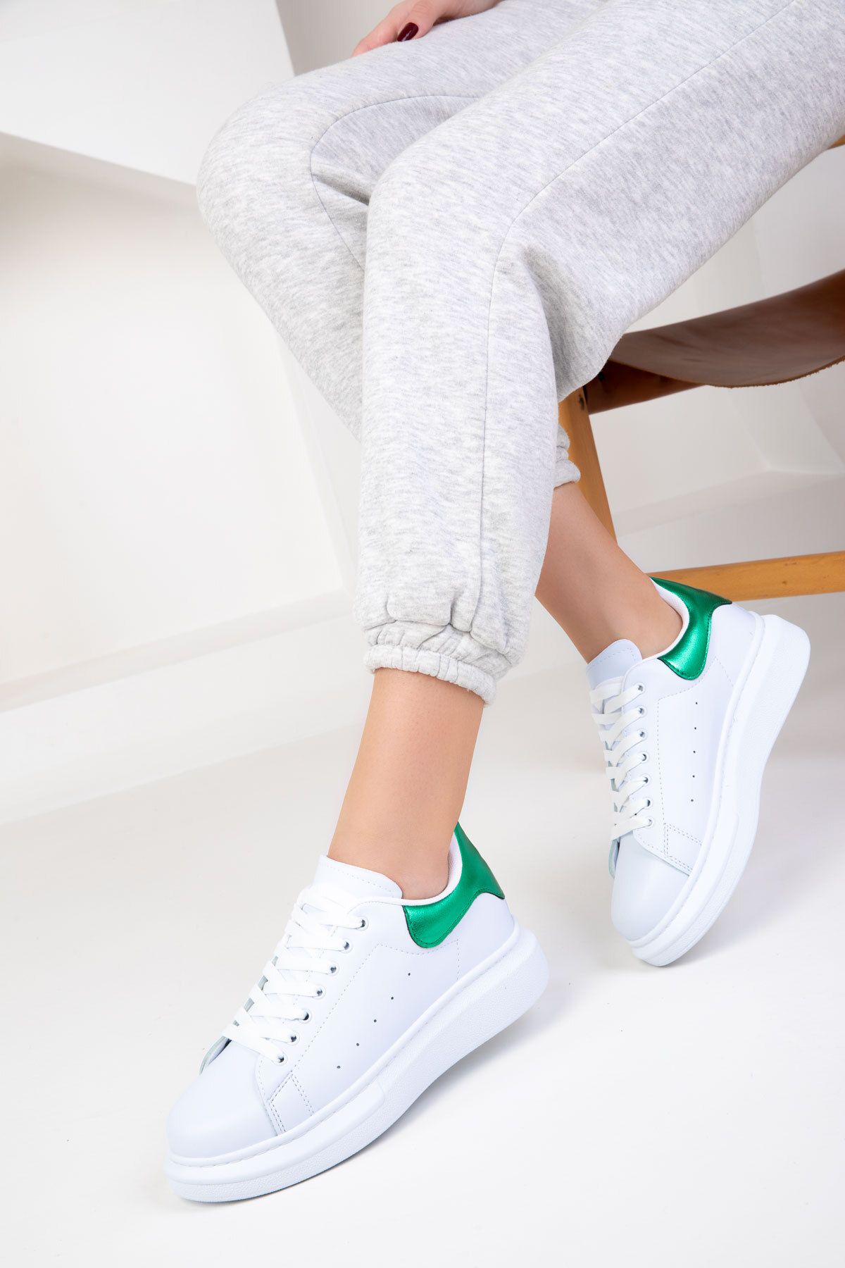 SOHO Beyaz-Yeşil Kadın Sneaker 15732