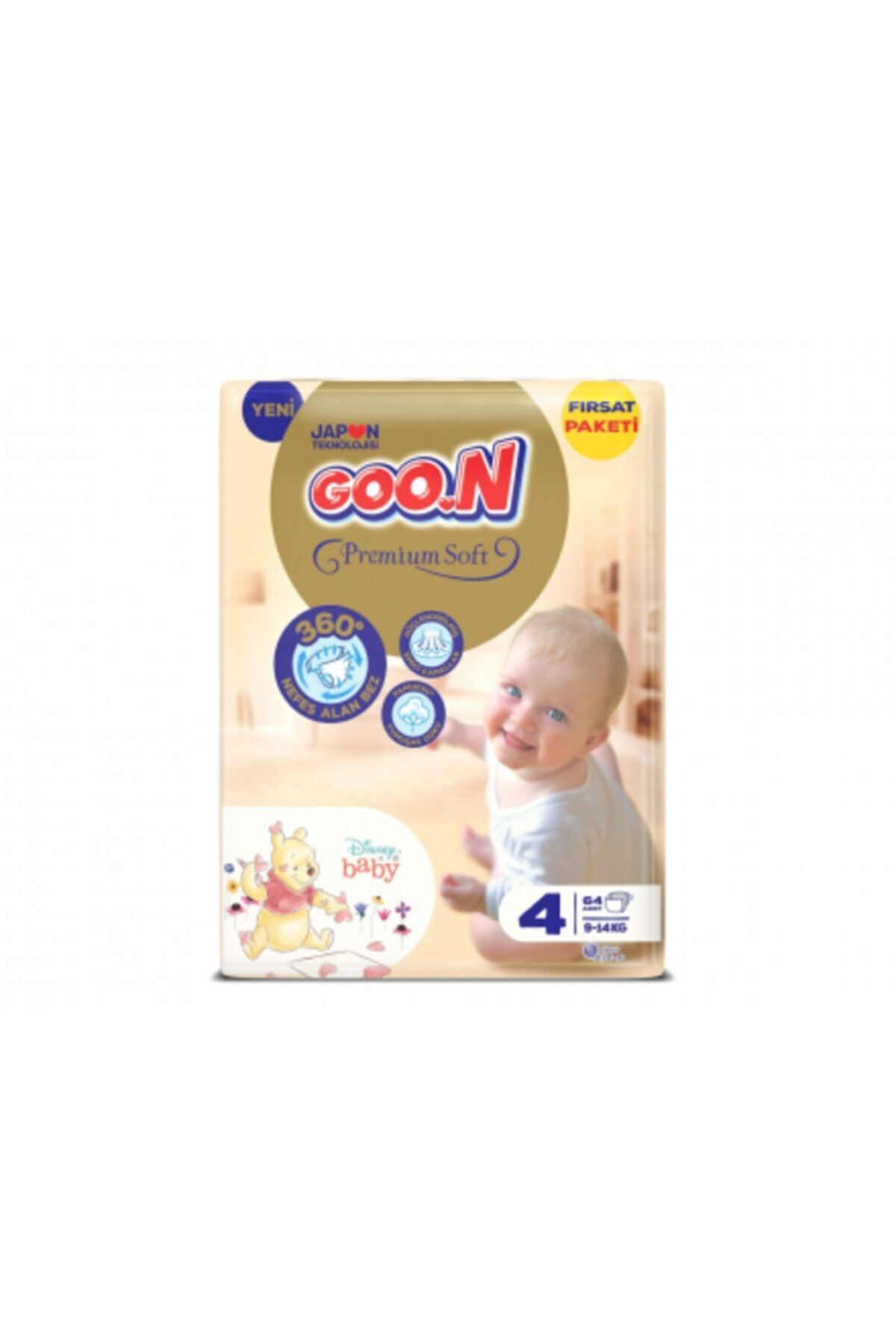 Goo.n Premium Soft 4 Numara Süper Yumuşak Bant Bebek Bezi Fırsat Paketi - 64 Adet