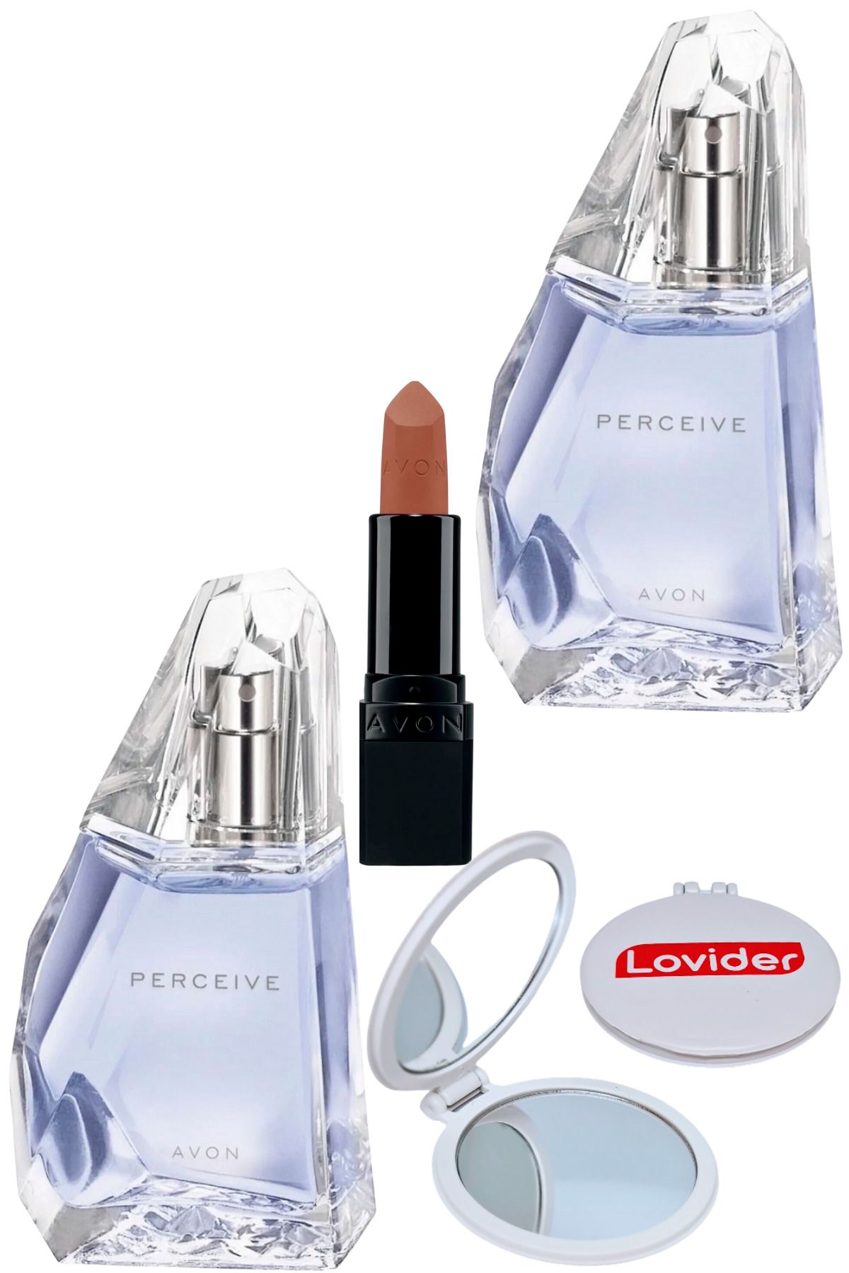 Avon Perceive Kadın Parfüm EDP 50ml 2 Adet + Mat Ruj Marvellous Mocha + Lovider Cep Aynası Hediye