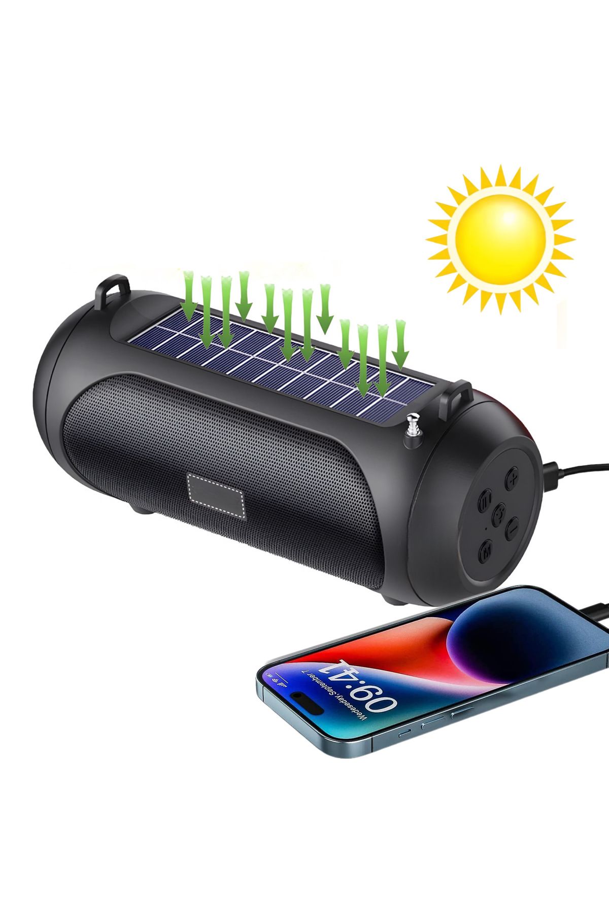 SFL Product RGB Renkli Çok Fonksiyonlu Bluetooth Hoparlör/Radyo SD Kartı FM Omuz Askısı Solar Güneş Enerjili