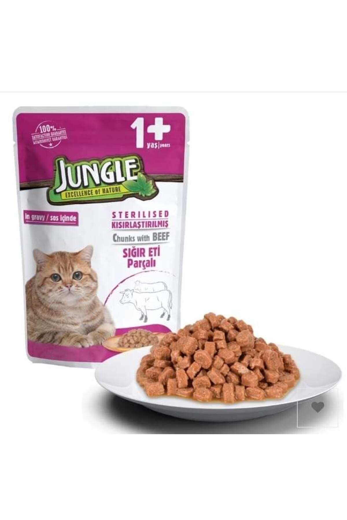 Jungle Pouch Kısır Kedi Biftekli Jelli mama 100 gr
