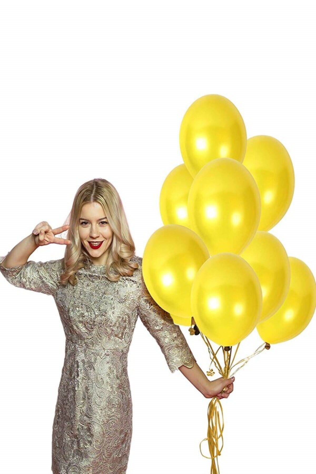 Partifabrik Sarı Renk Metalik Balon