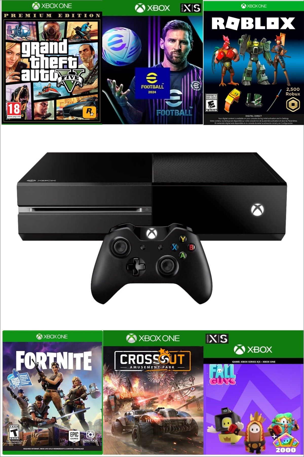 Microsoft XBOX One 500 Gb - Teşhir Cihazı 6 Ay Garantili - GTA 5 Dahil 10 Dijital Oyun Hediyeli