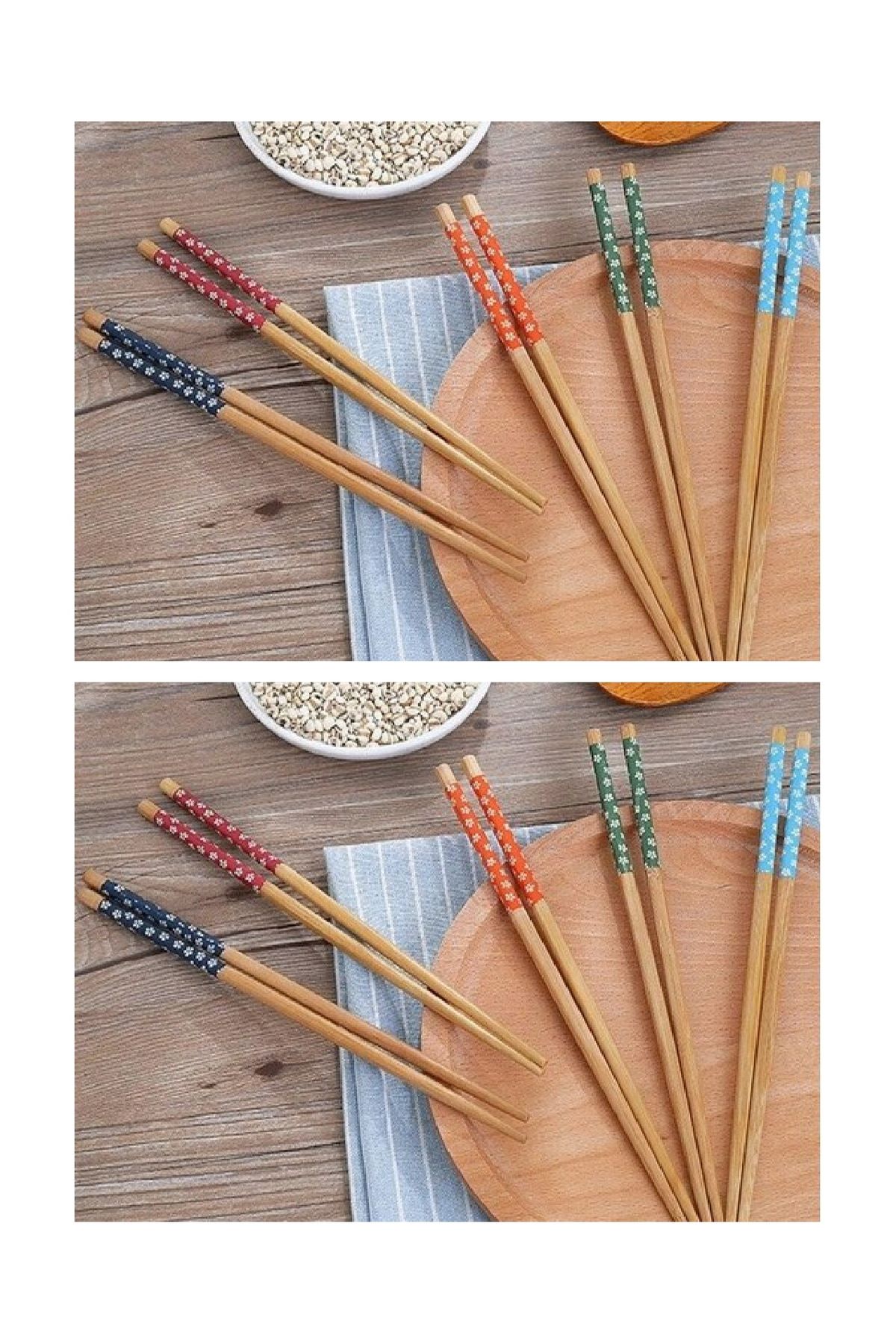 Impress 5 Li Set Bambu Çin Çubuğu Chopstick Yıkanabilir Ve Kullanılabilir 10 Çift 20 Çubuk