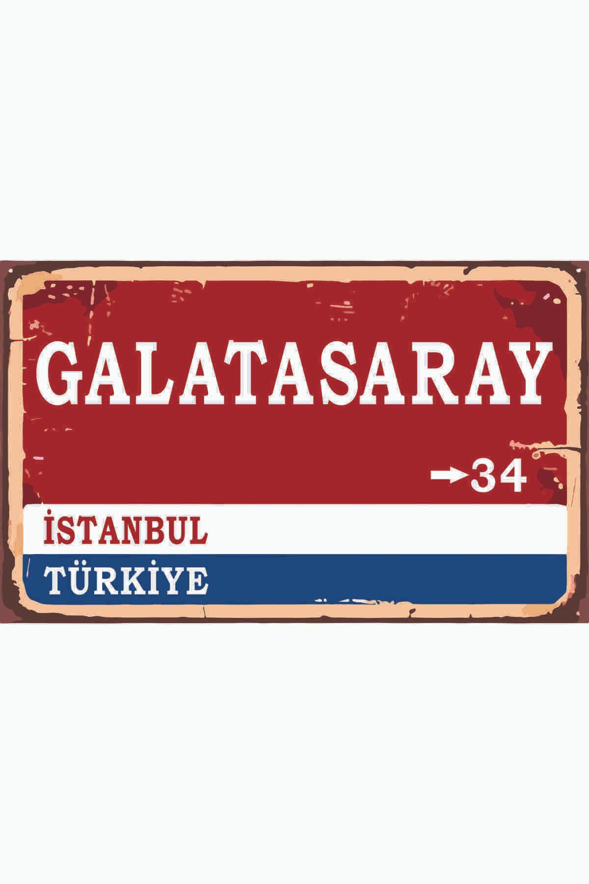 hediyesepetin Galatasaray Yön Tabelası Retro Vintage Ahşap