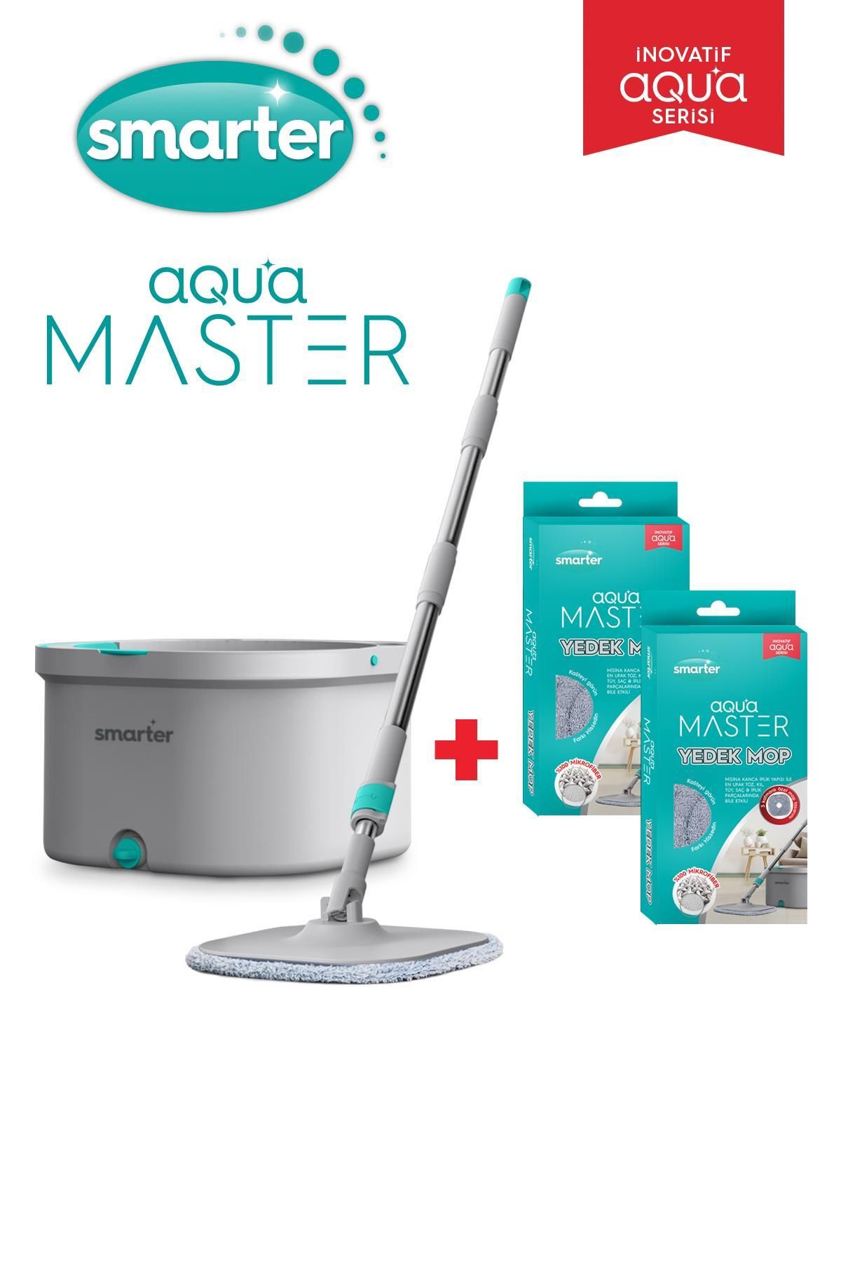 SMARTER Aqua Master 2 Adet Yedek Temiz & Kirli Suyu Ayırma Özelliği Otomatik Temizlik Seti Mop Pas
