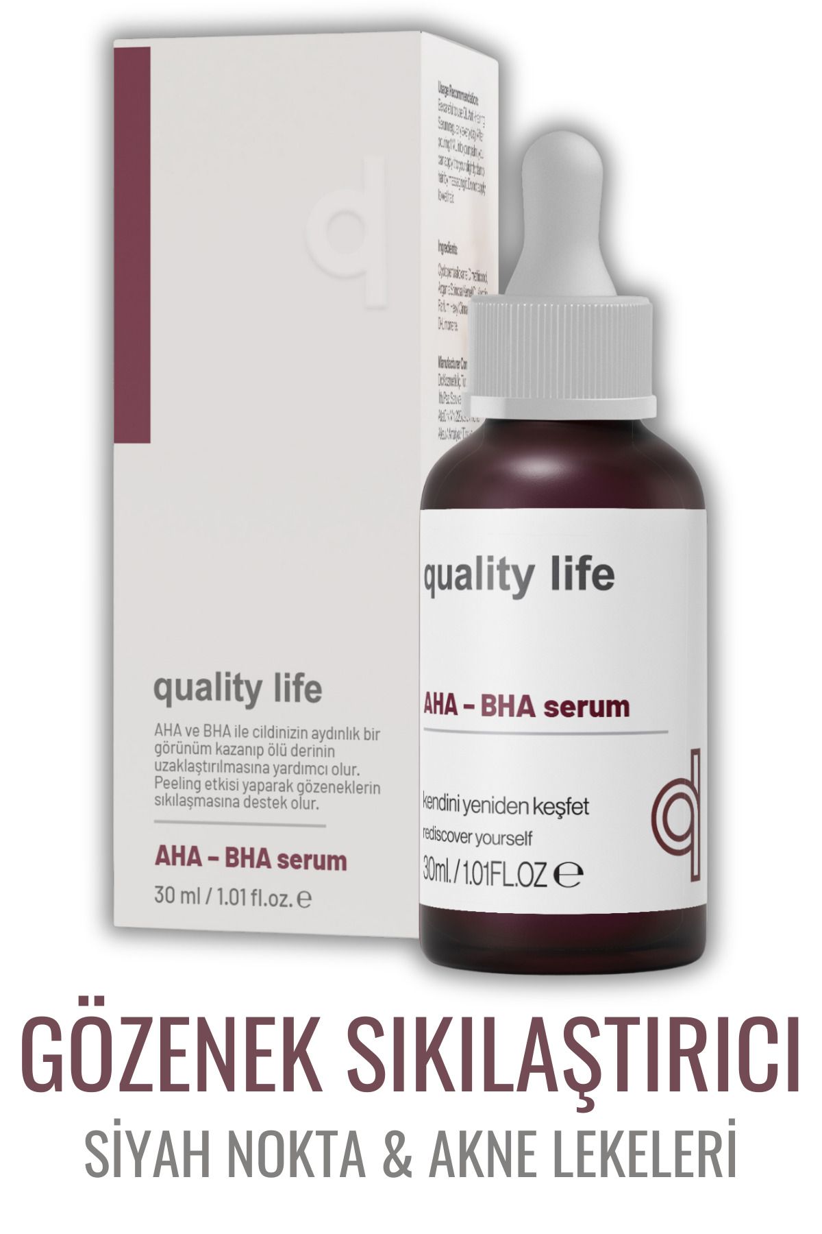 Quality Life Aha Bha Serum Canlandırıcı Cilt Tonu Eşitleyici Kırmızı Peeling Cilt Serumu %10 Aha %2 Bha Glikolik
