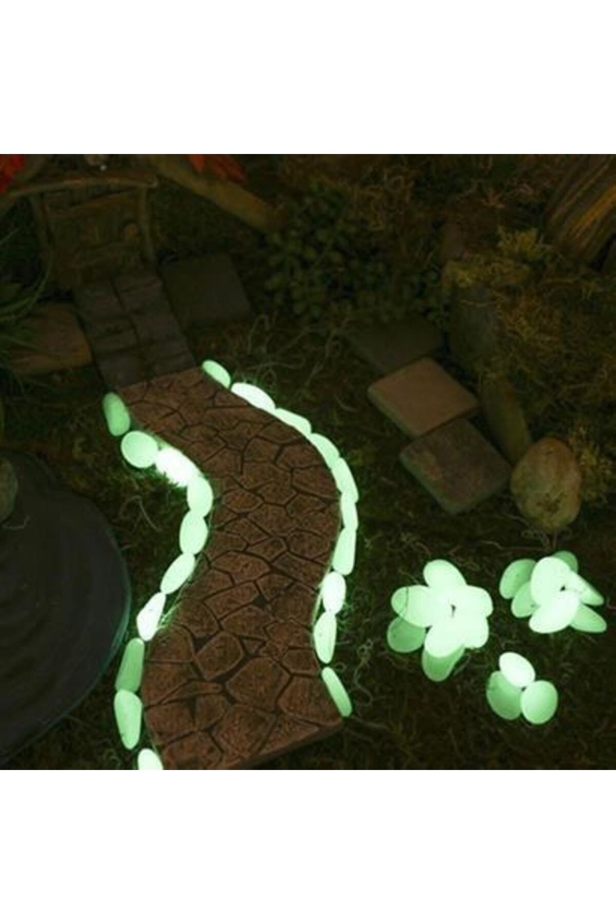 Zormarkt Sert Plastik 50 Adet Gece Karanlıkta Işık Vererek Parlayan Dekoratif Çakıl Taşları