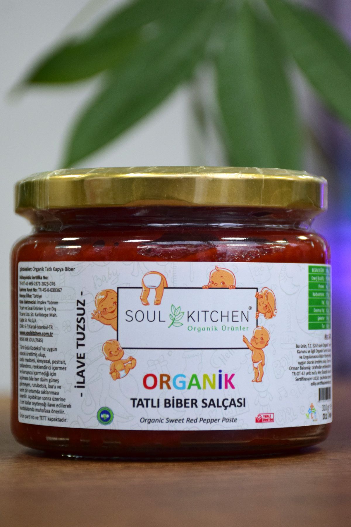 Soul Kitchen Organik Ürünler Organik Bebek Tatlı Biber Salçası Tuzsuz - 310gr