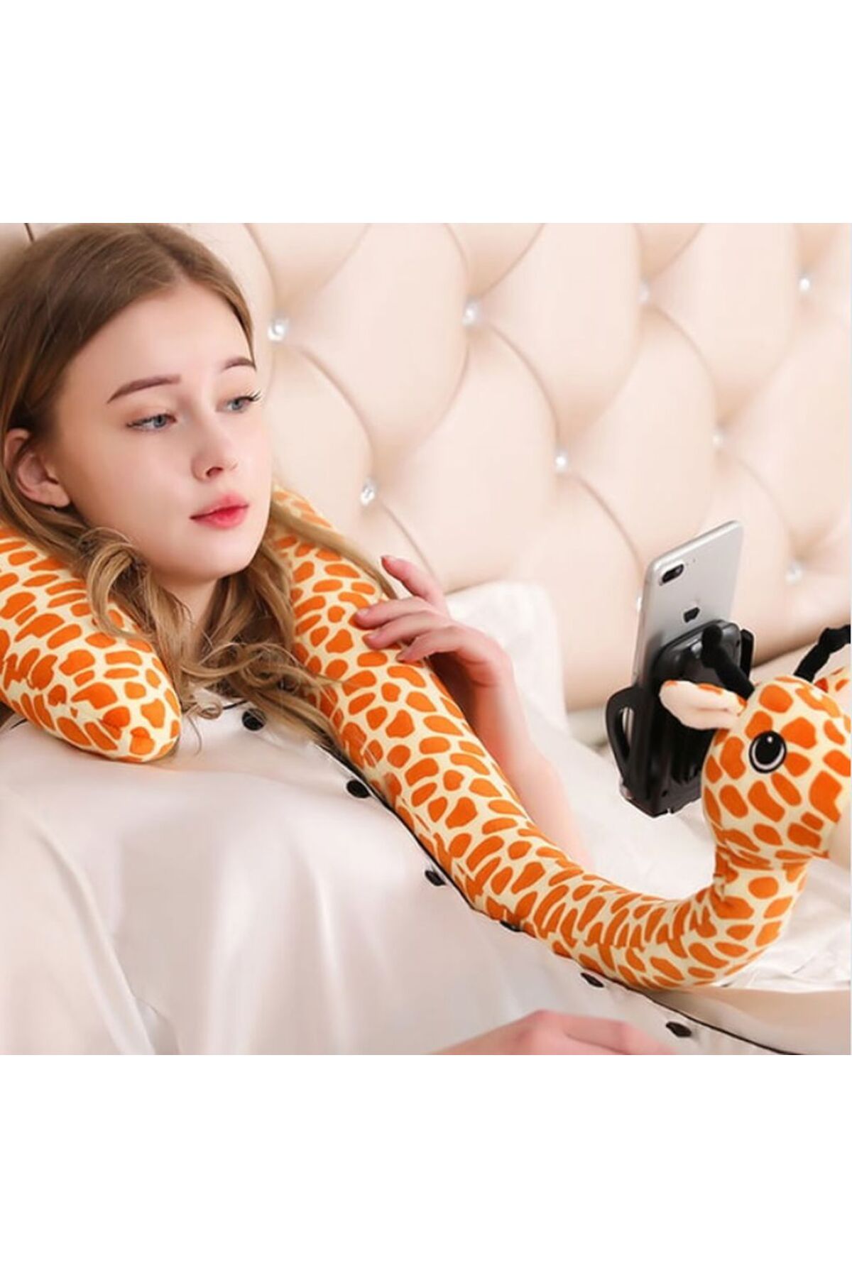 Mucizelerevi Telefon Tutacaklı Zürafa Boyun Yastığı
