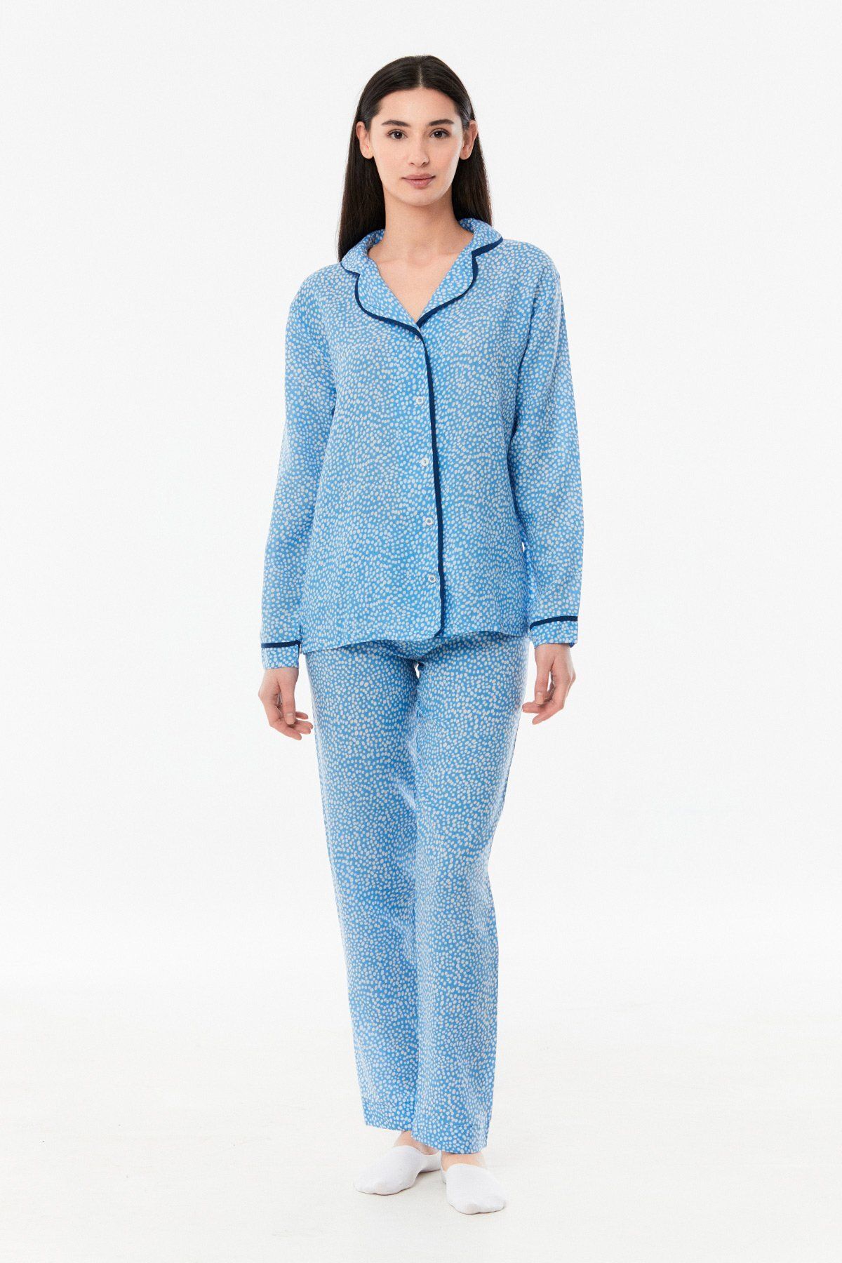 Fullamoda Puantiyeli Düğmeli Pijama Takımı