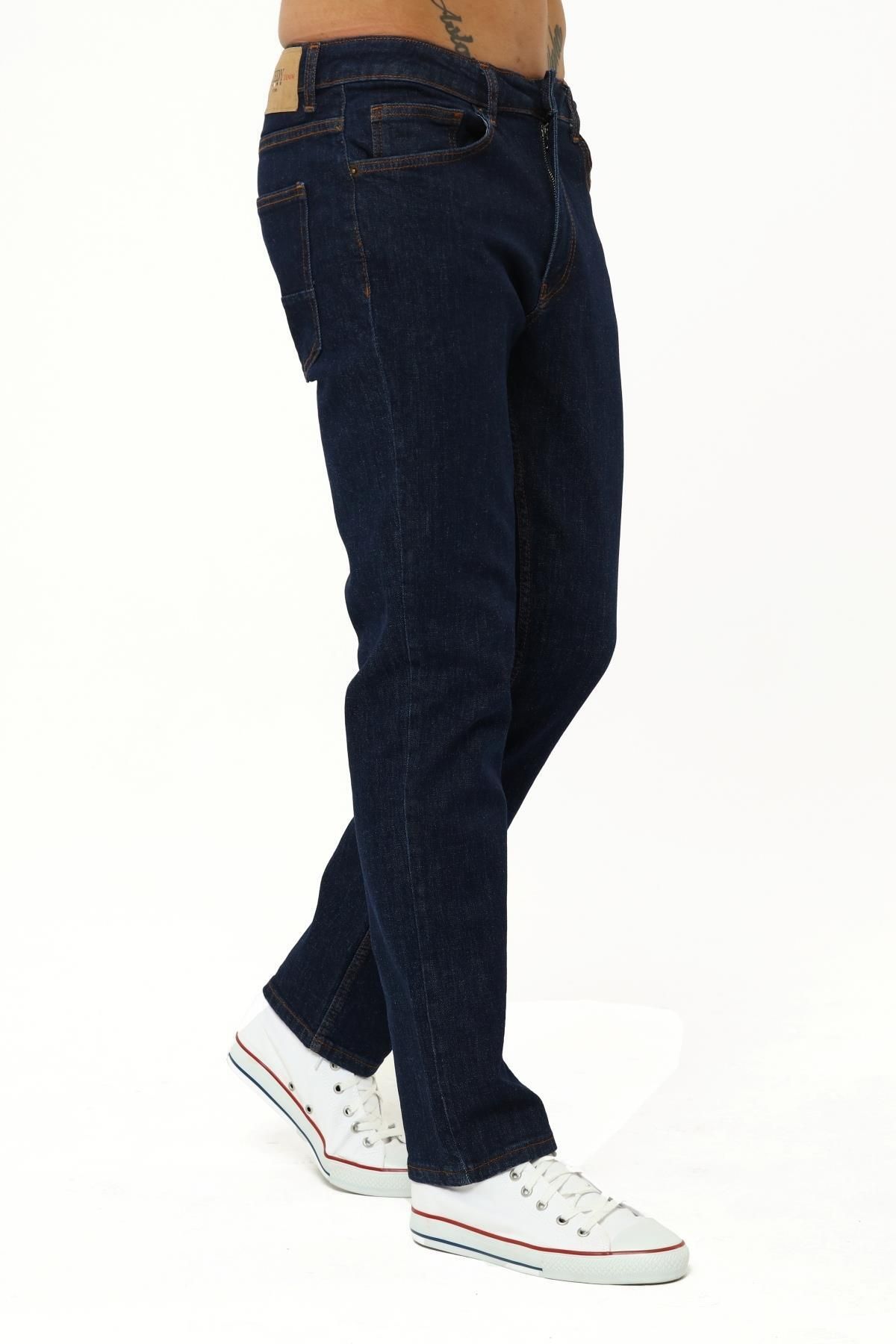 CEDY DENIM Erkek Ham Mavi Likralı Yüksek Bel Regular Fit Bol Kesim Premıum Martin Kot Pantolon Jean C336