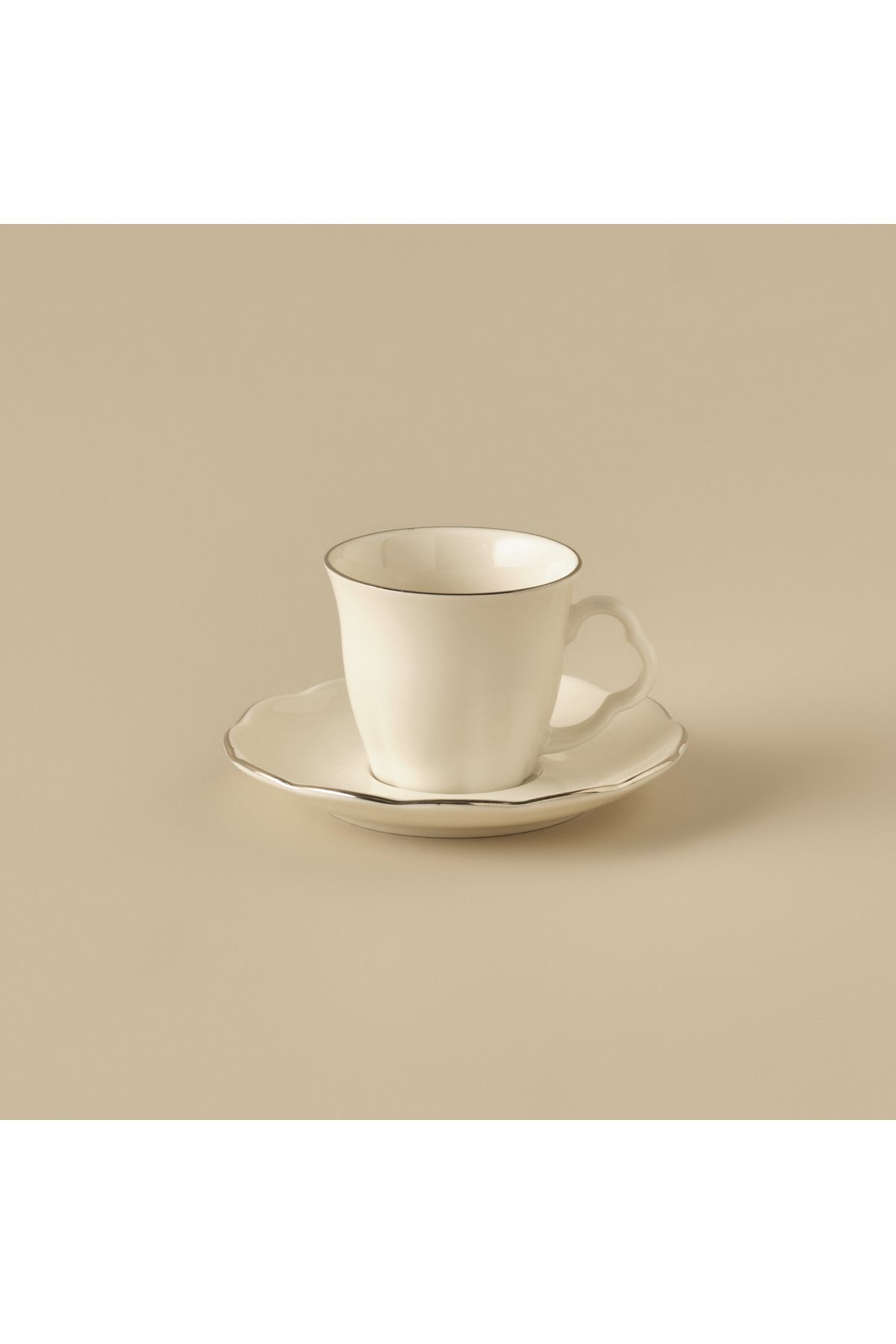 Bella Maison Clover Porselen 6'lı Kahve Fincanı Takımı Silver (80 cc)