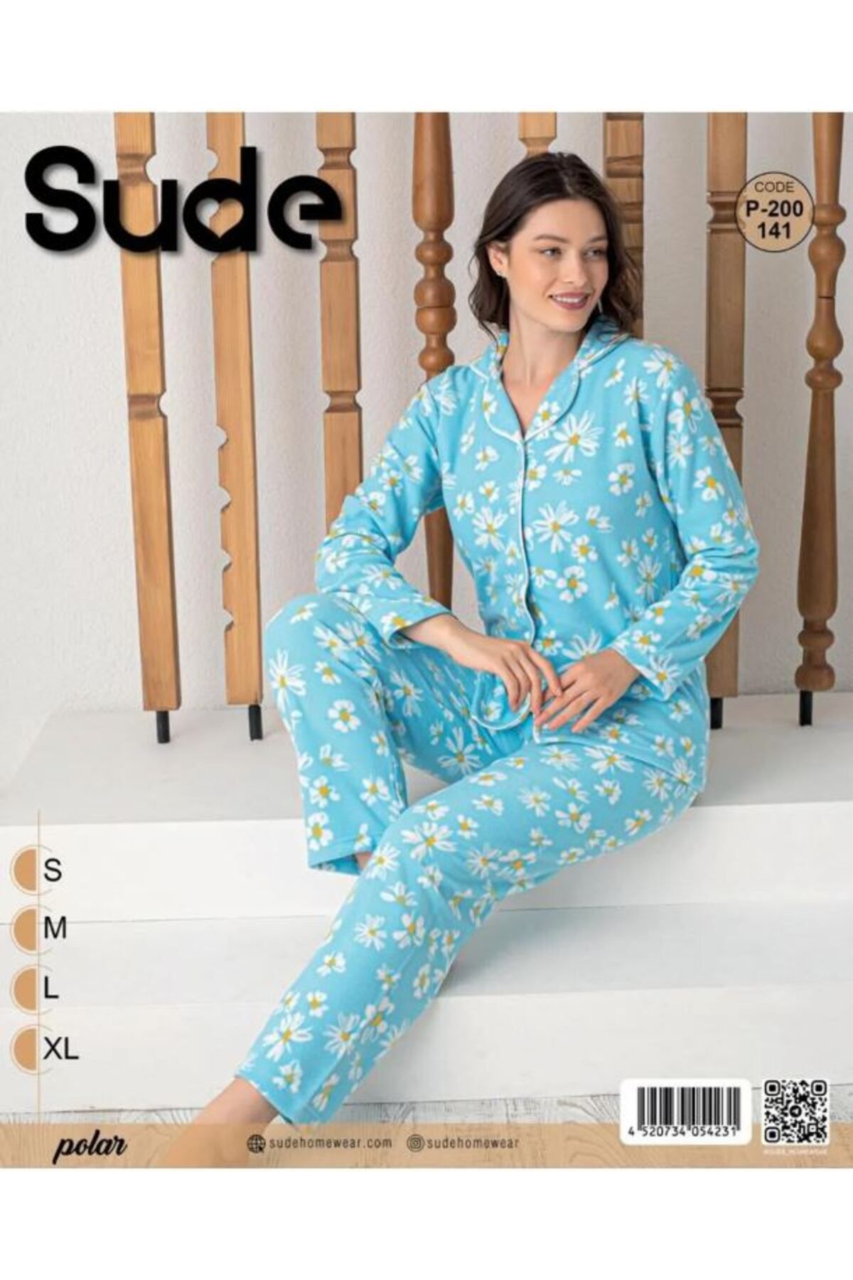 Sude P-200-141 Gömlek Polar Papatya Kadın Pijama Takımı