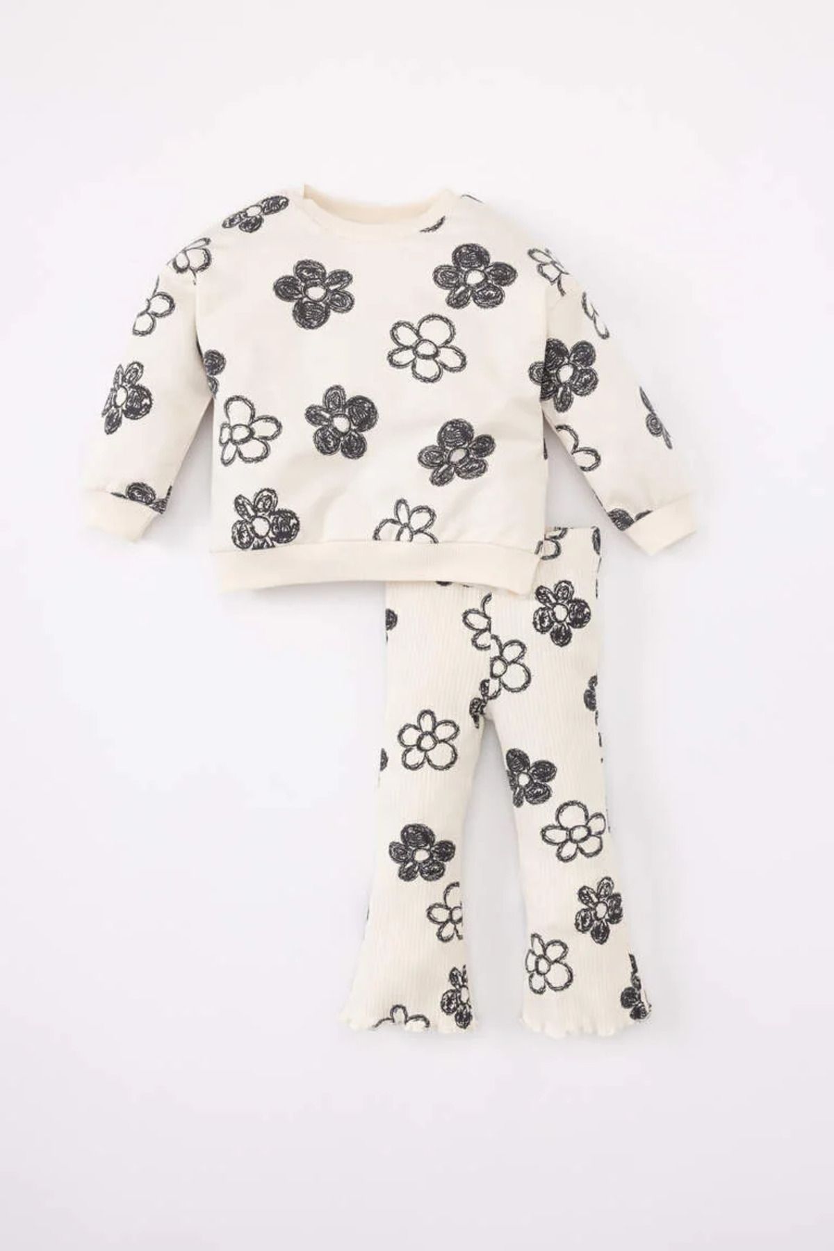 Defacto Kız Bebek Çiçekli Sweatshirt Tayt 2li Takım C0714a524sp