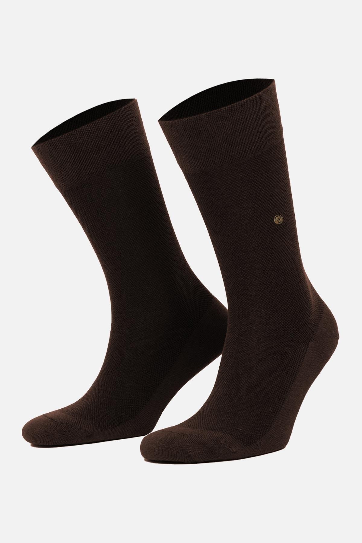 Mısırlı Erkek Organik Pamuklu Kahverengi Tekli Soket Çorap M 60002 Tk