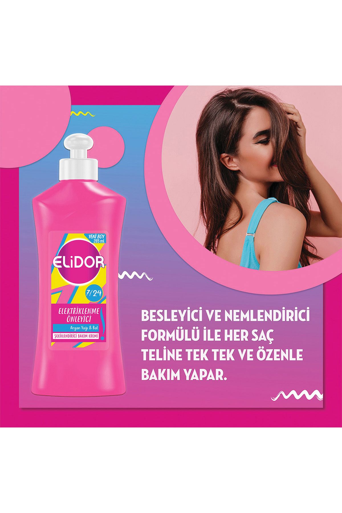 7 24 Şekillendirici Saç Bakım Kremi Elektriklenme Önleyici Argan Yağı Bal 265 ml_3