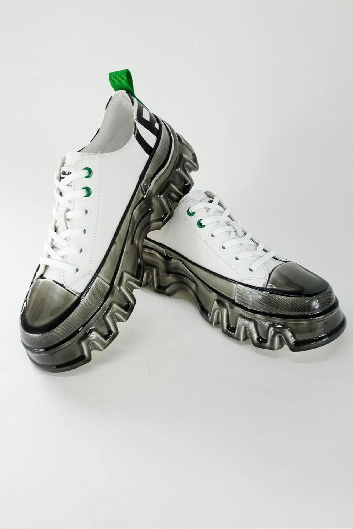Guja BO Baskılı Yüksek Taban Beyaz Deri Erkek Sneaker