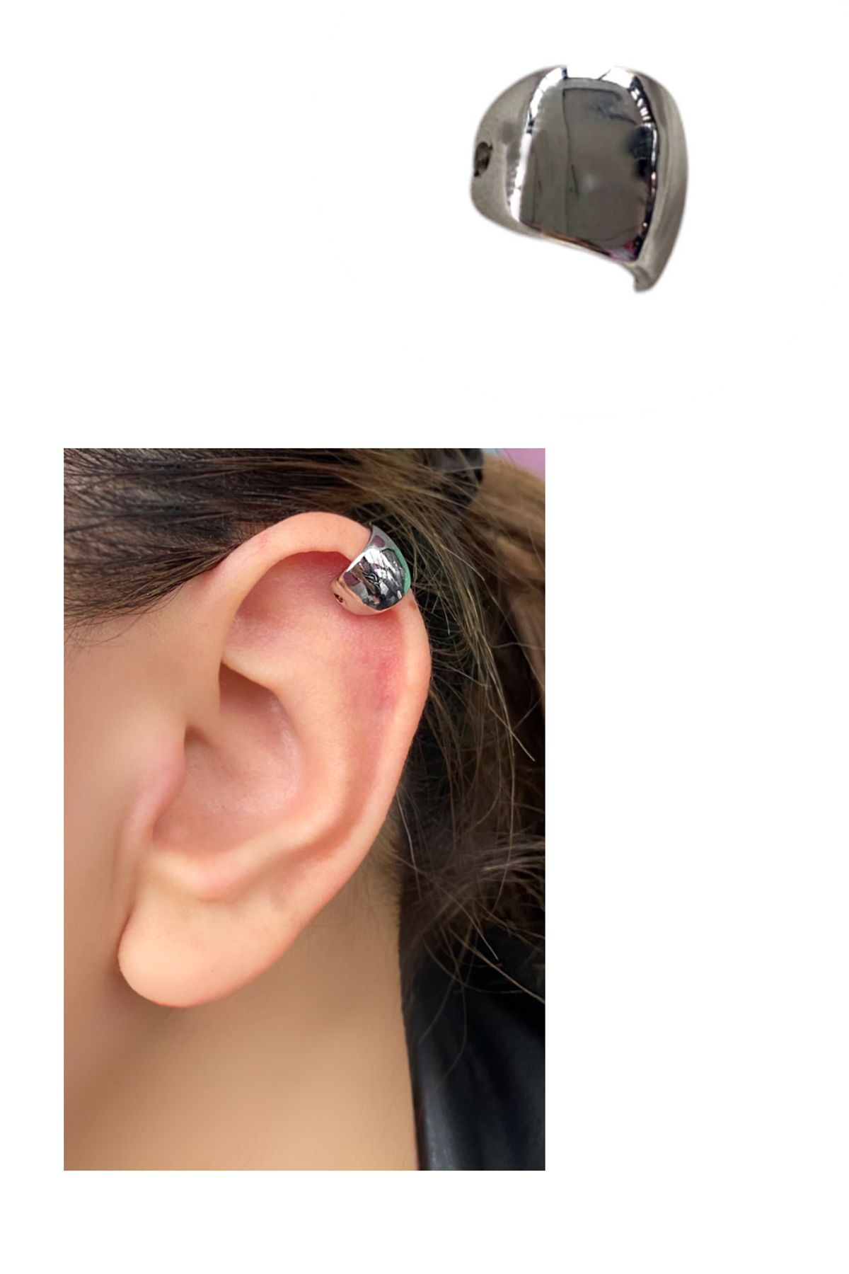 Takıştır Gümüş Renk Cerrahi Çelik Tragus/Kıkırdak Küpe/Piercing (Tek)